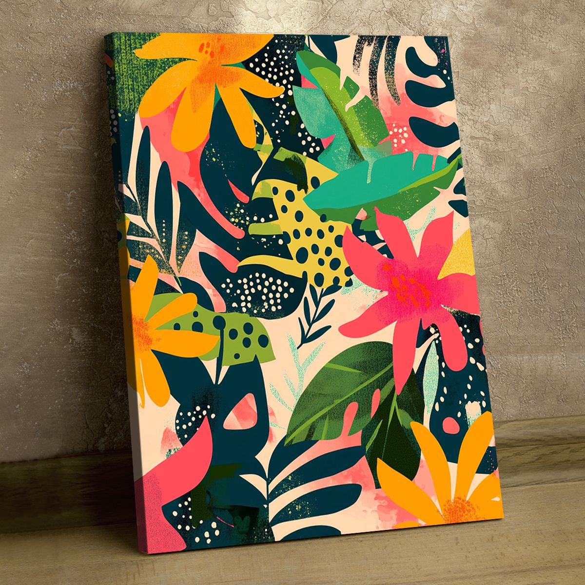Tropical Burst Abstract Floral Canvas Print for Living Room