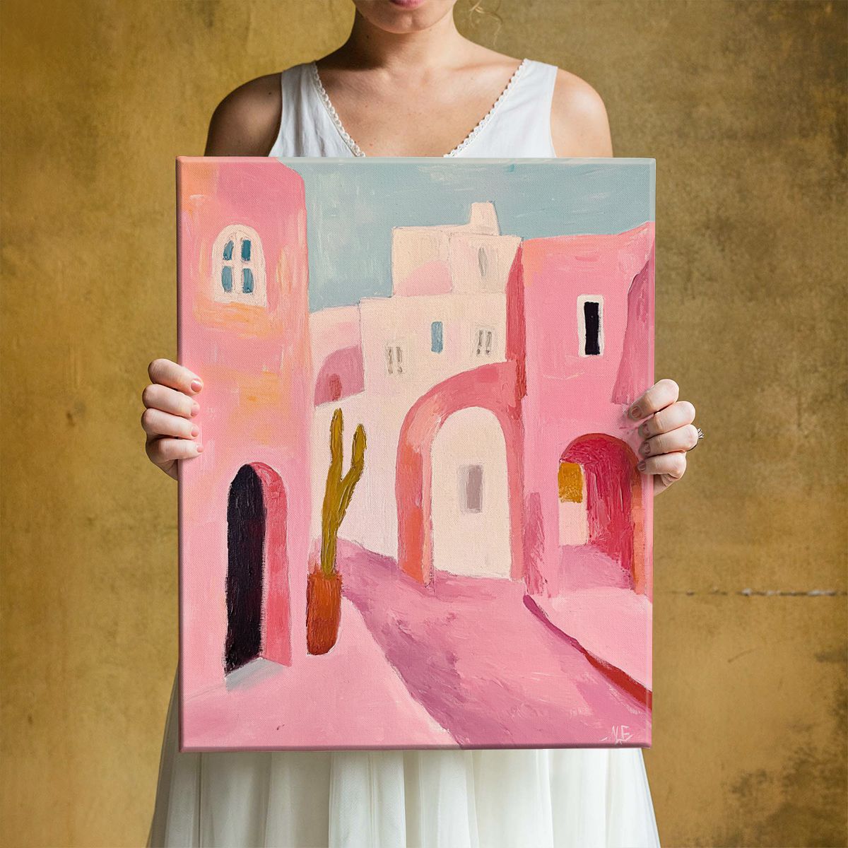 Mediterranean Glow Abstract Landscape Canvas Print for Living Room