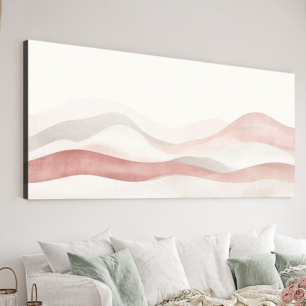 Blush Horizon Abstract Landscape Canvas Print for Living Room