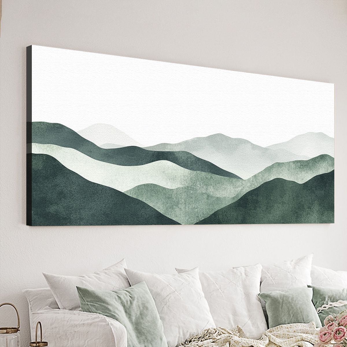 Emerald Ridge Abstract Landscape Canvas Print for Living Room