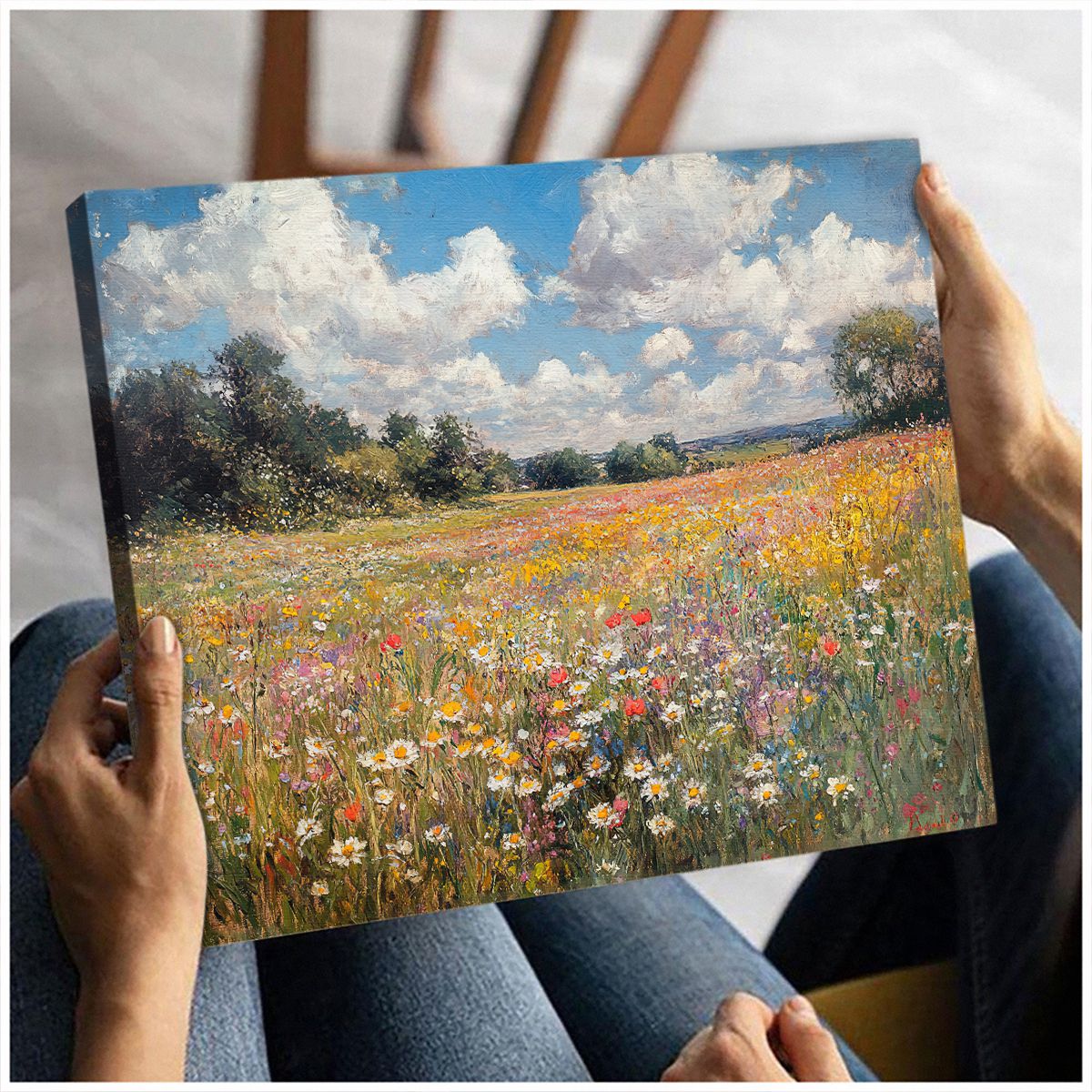 Meadow Bliss Abstract Landscape Canvas Print for Living Room
