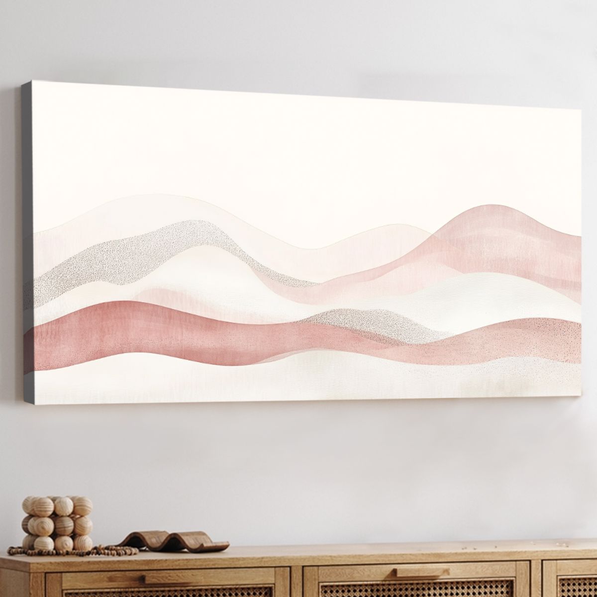 Blush Horizon Abstract Landscape Canvas Print for Living Room