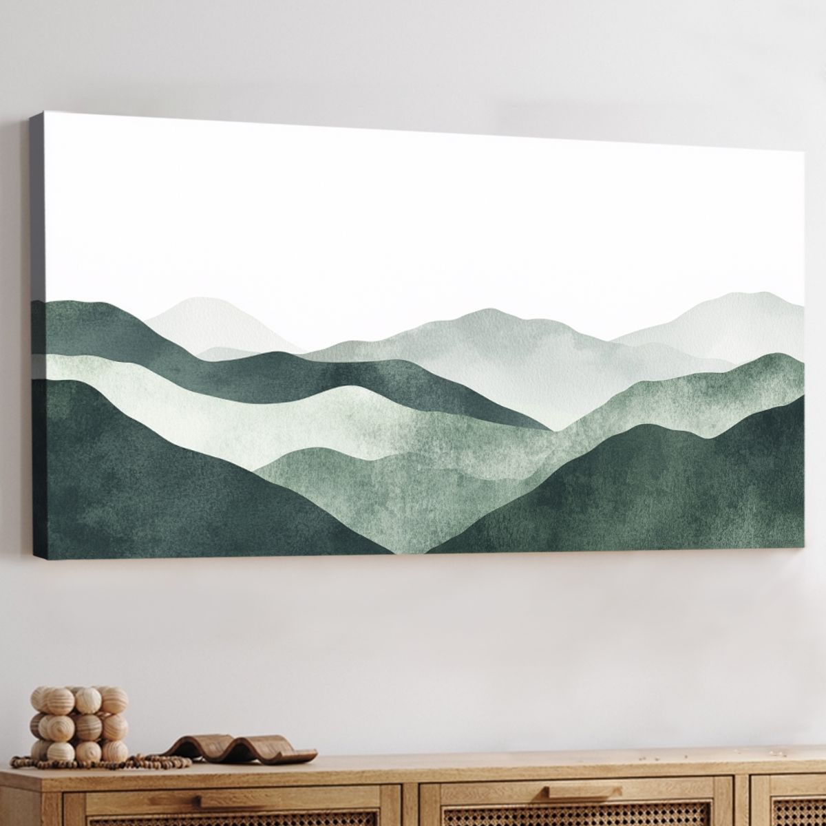 Emerald Ridge Abstract Landscape Canvas Print for Living Room