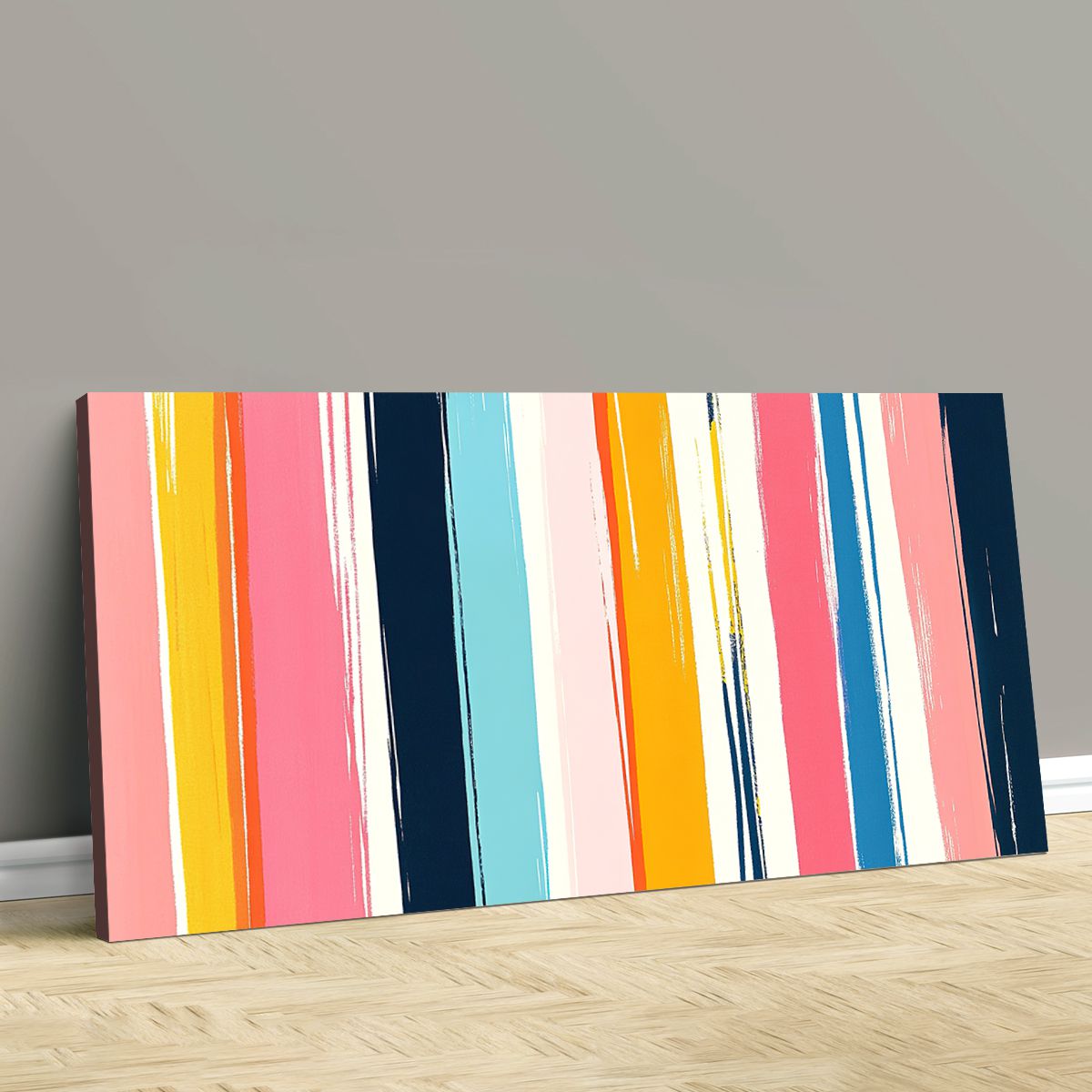 Vibrant Stripes Geometric Abstract Canvas Print for Living Room