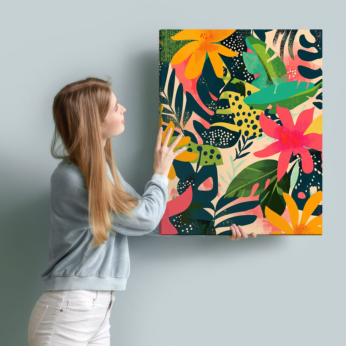 Tropical Burst Abstract Floral Canvas Print for Living Room