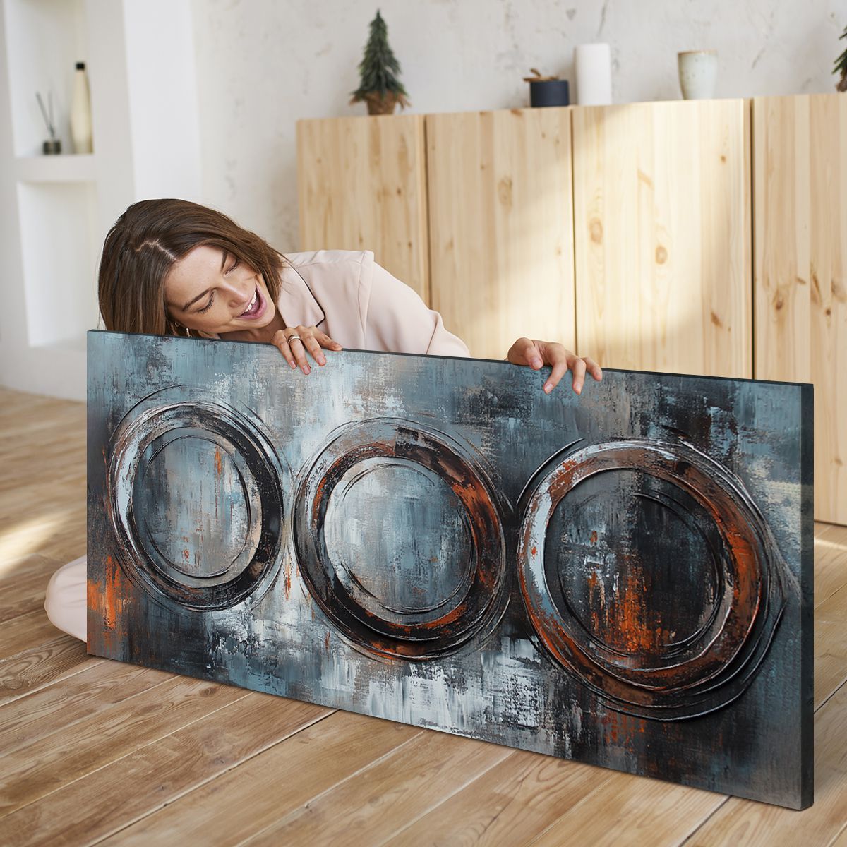 Industrial Fusion Abstract Canvas Print for Living Room