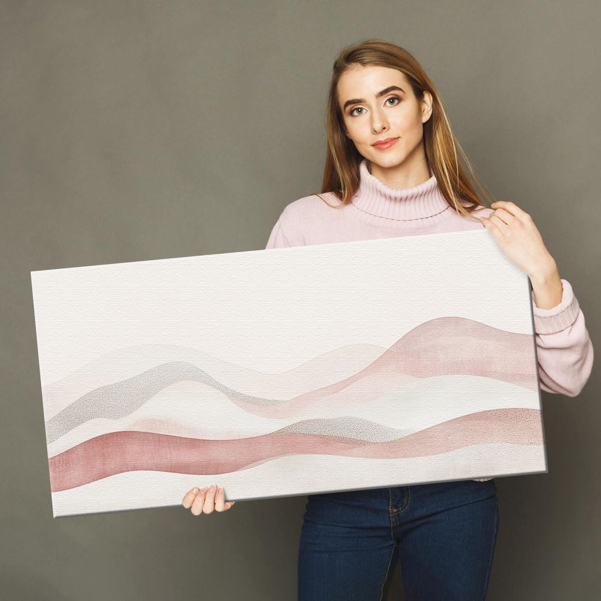 Blush Horizon Abstract Landscape Canvas Print for Living Room