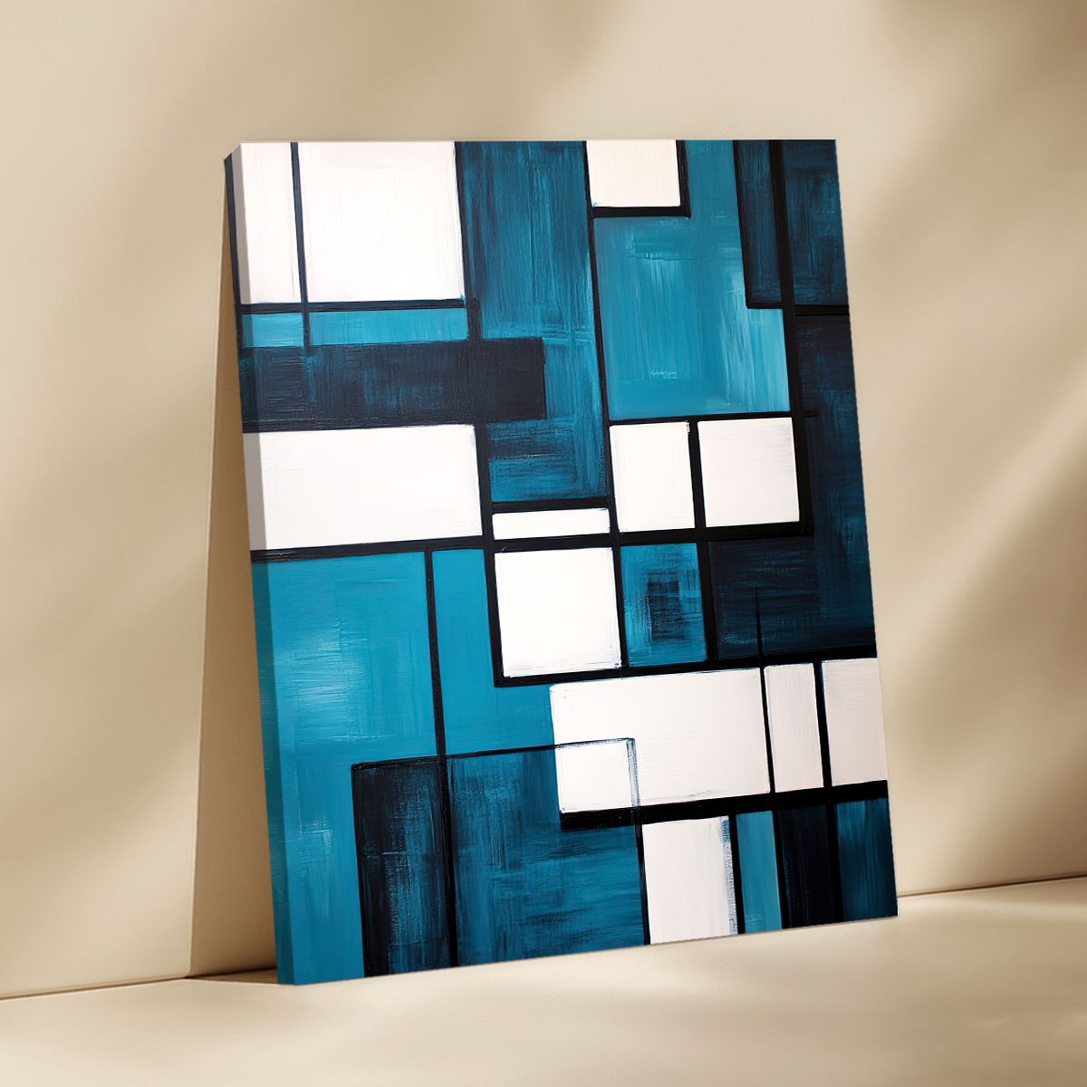 Urban Grid Abstract Canvas Print for Living Room