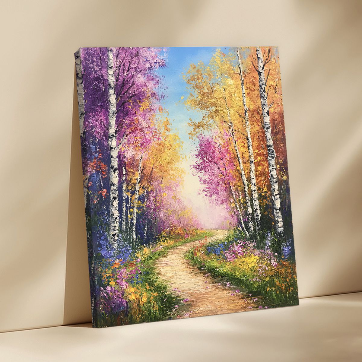 Golden Autumn Abstract Floral Canvas Print for Living Room