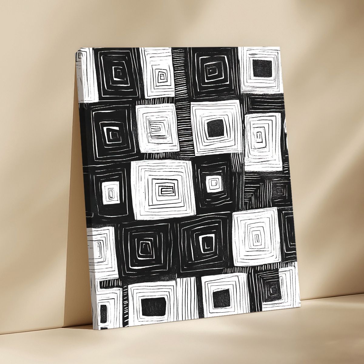 Hypnotic Grid Abstract Canvas Print for Living Room