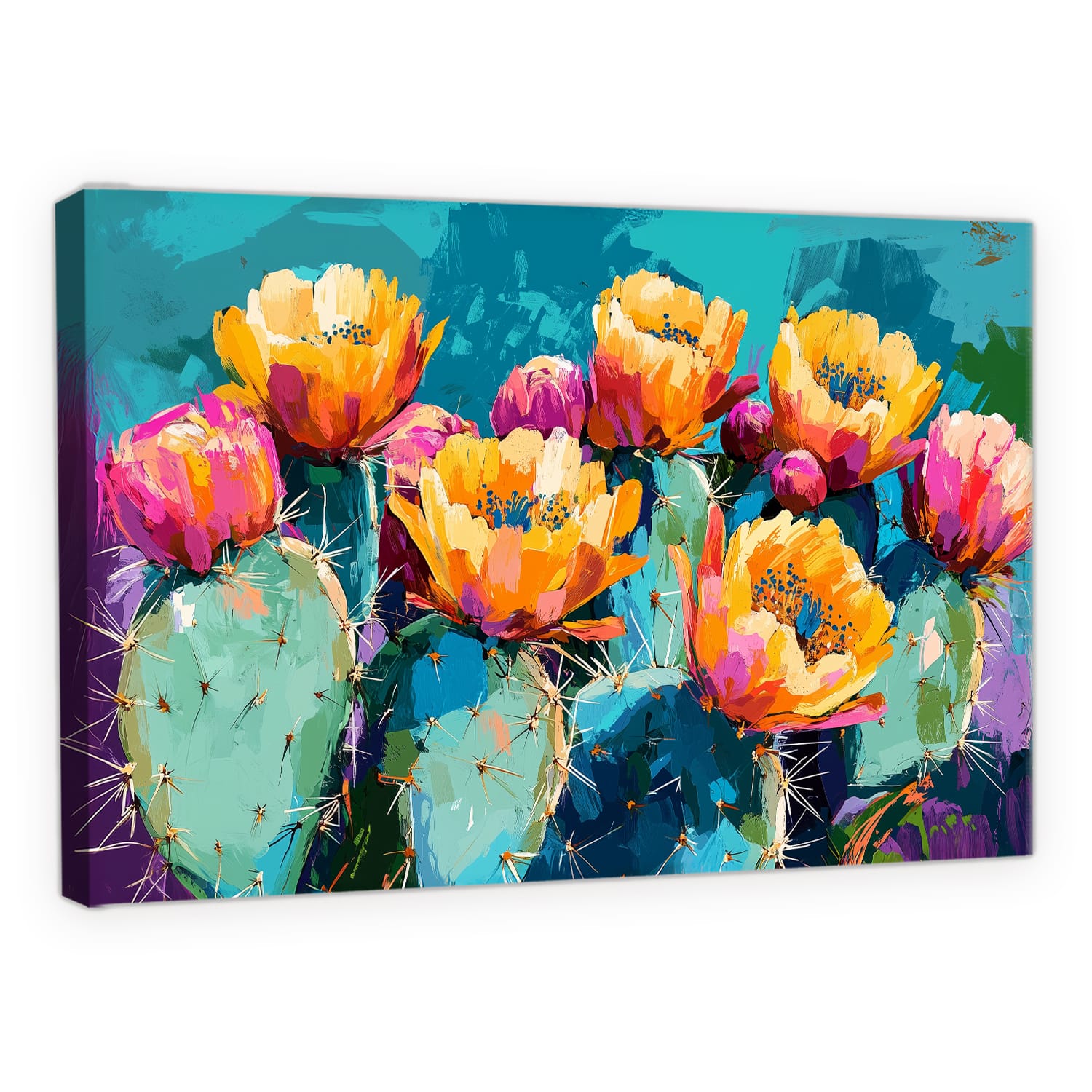 Cheerful Cactus Painting Pop Art Canvas