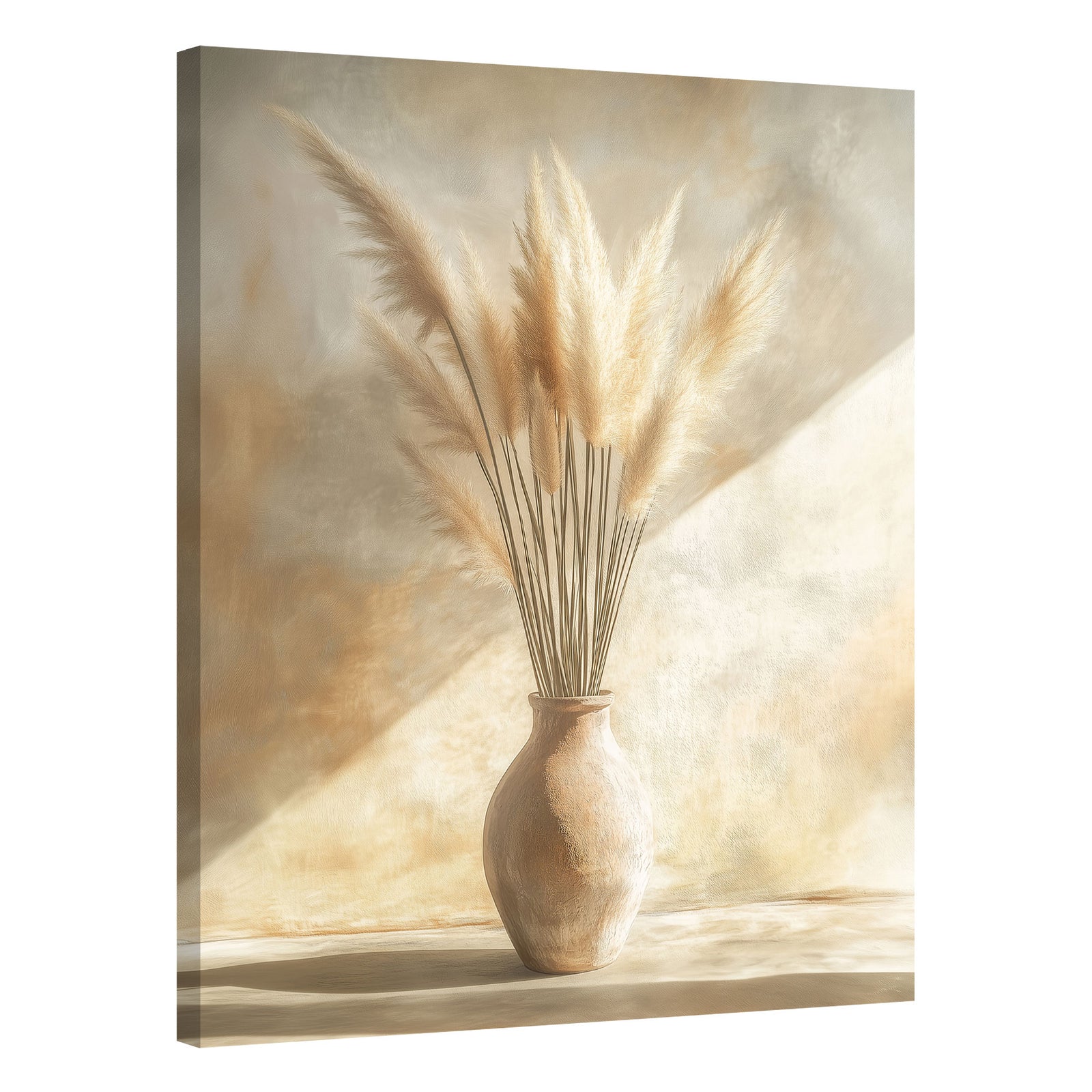 Pampas Grass Minimal Boho Wall Art – Neutral Ceramic Vase Canvas Print