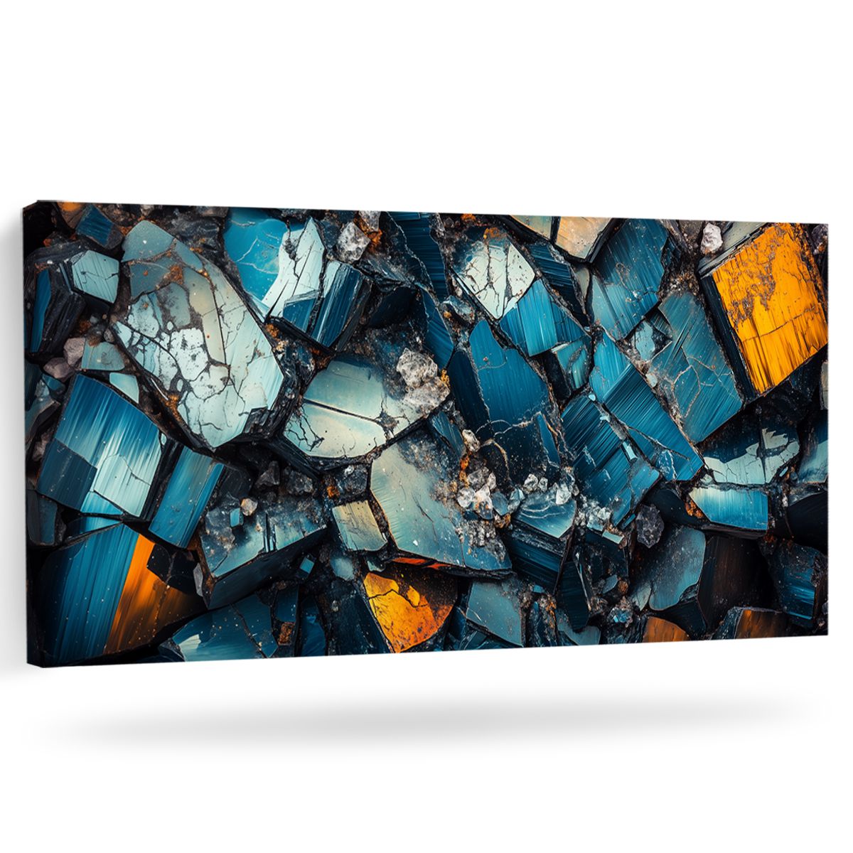 Mineral Mosaic Geometric Abstract Canvas Wall Art for Living Room