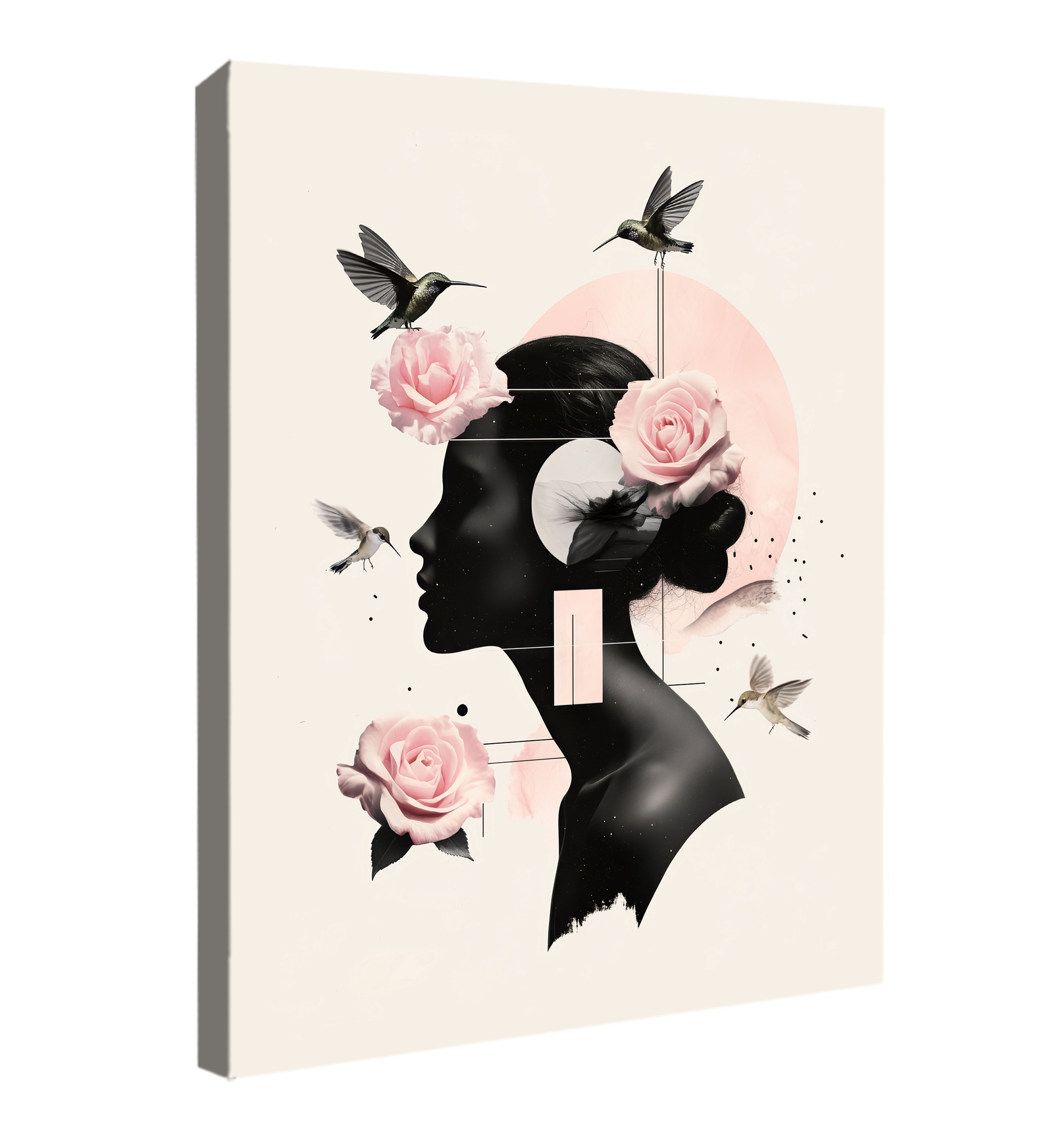 Rose Silhouette - Modern Minimalist Canvas Wall Art
