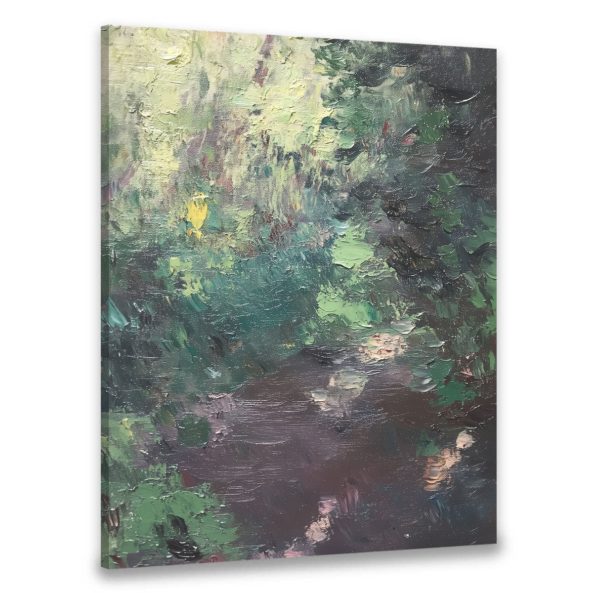 Serene Forest Stream  Abstract Landscape Oil Painting Canvas Wall Art for Living Room  Bedroom
