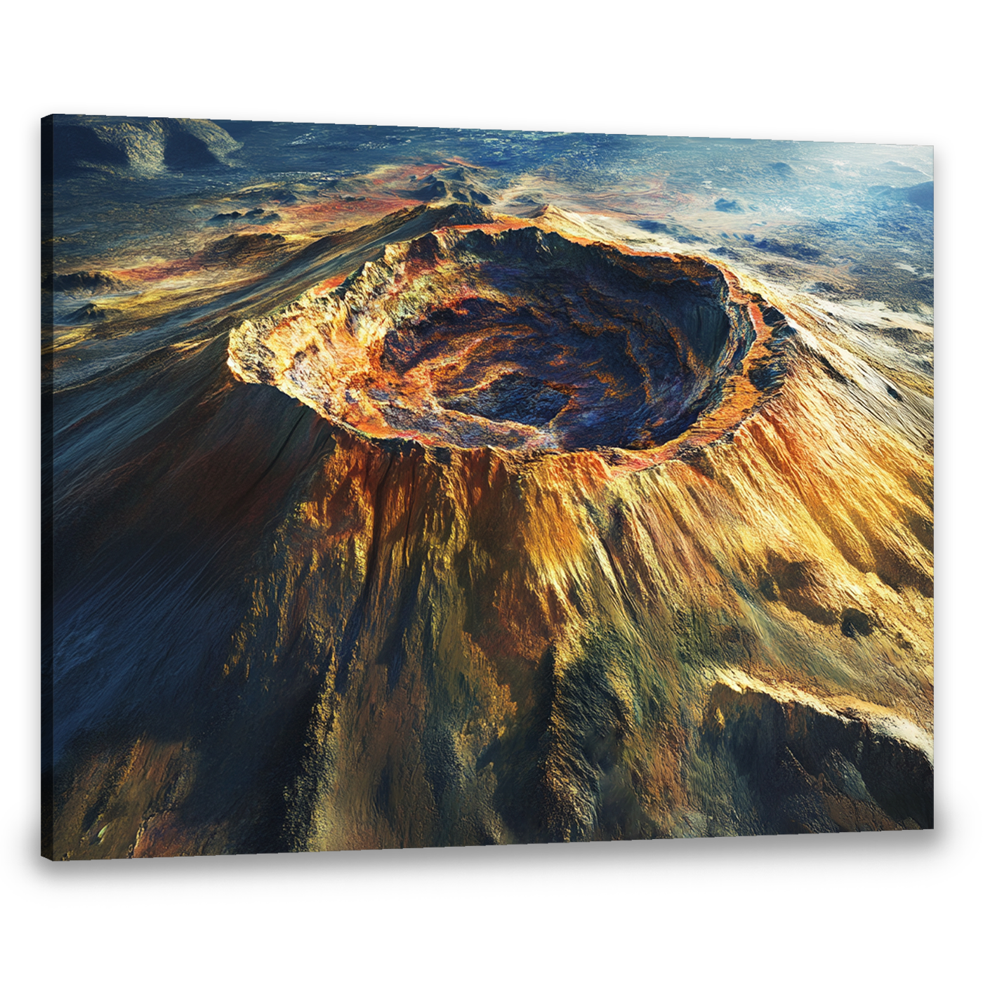 Fiery Crater Mountain Dramatic Abstract Canvas Wall Art