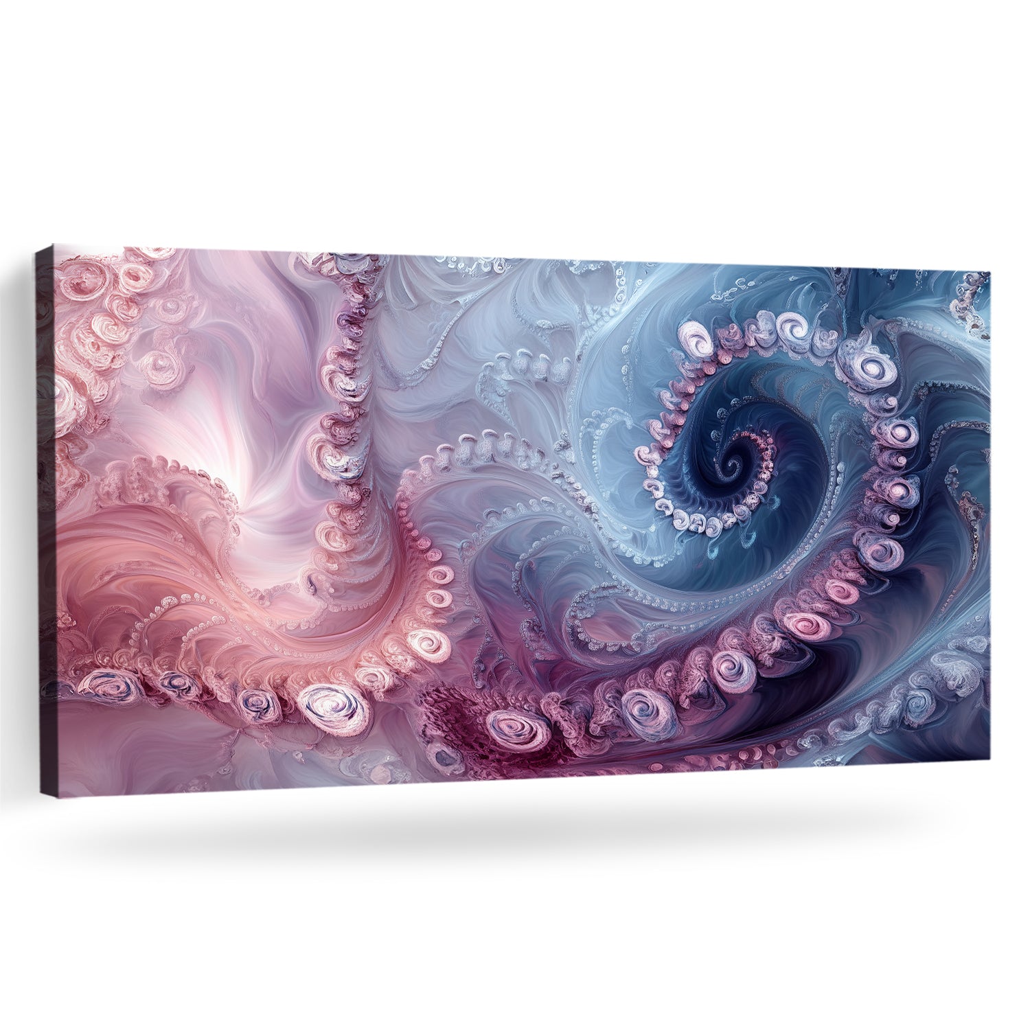 Modern Swirling Abstract Canvas in Cream and Gold Tones