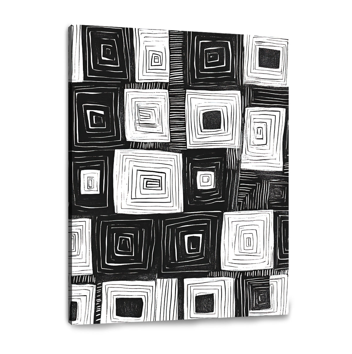 Hypnotic Grid Abstract Canvas Print for Living Room