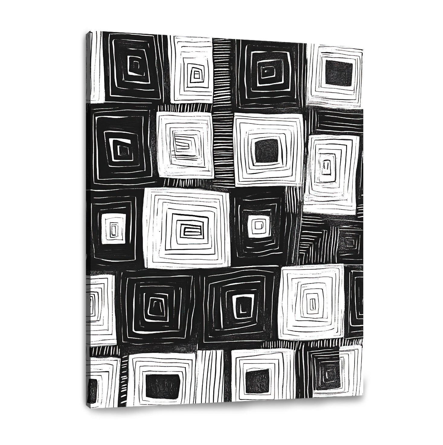 Hypnotic Grid Abstract Canvas Print for Living Room