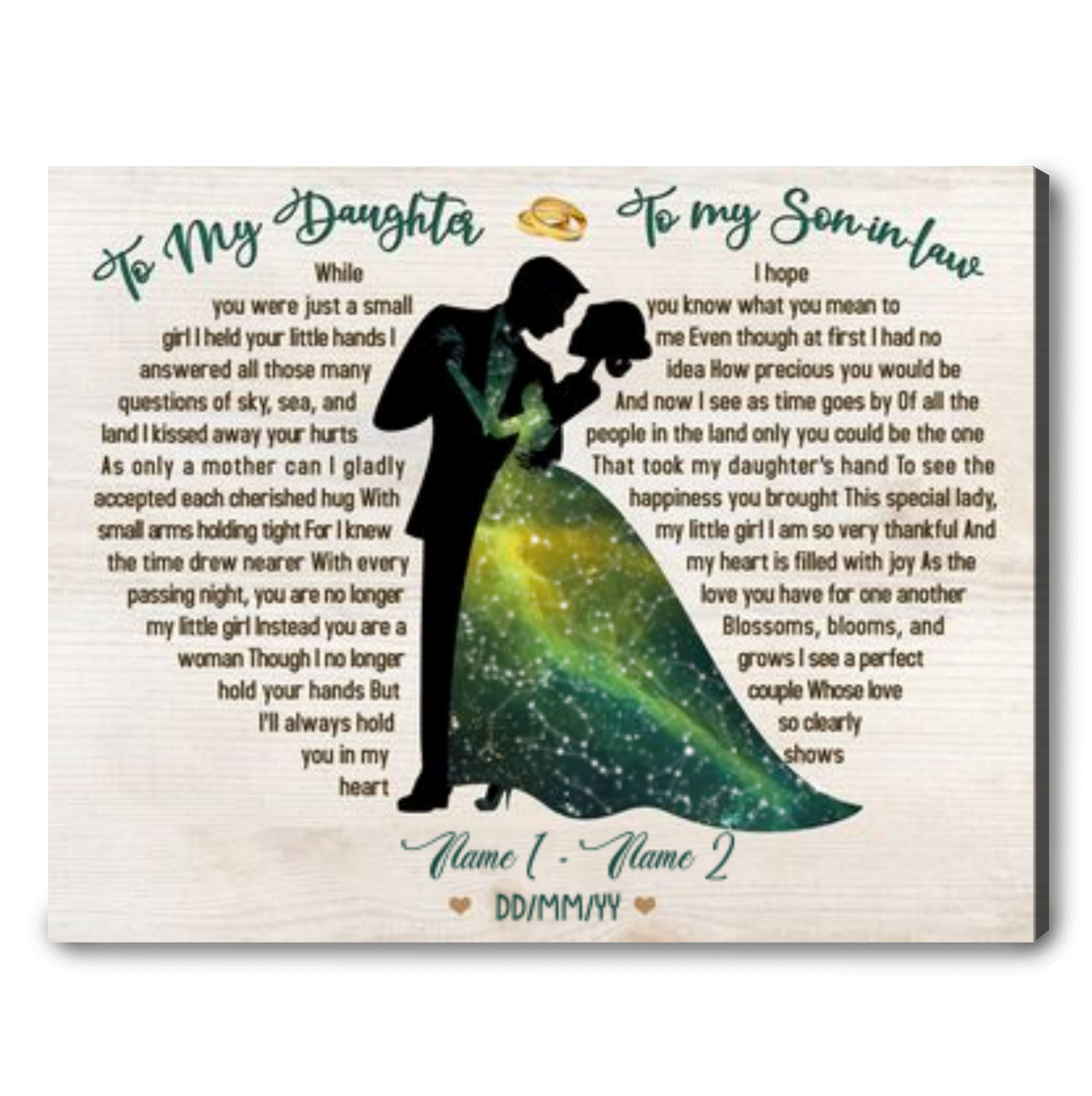 Customized Daughter And Son In Law Gift Canvas Print Idea From Mom