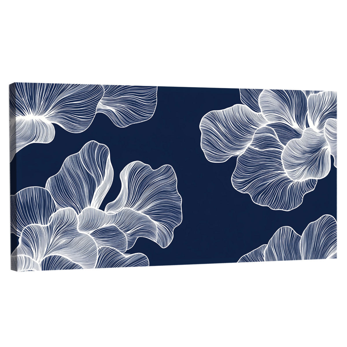 Blue Floral Line Modern Wall Artwork