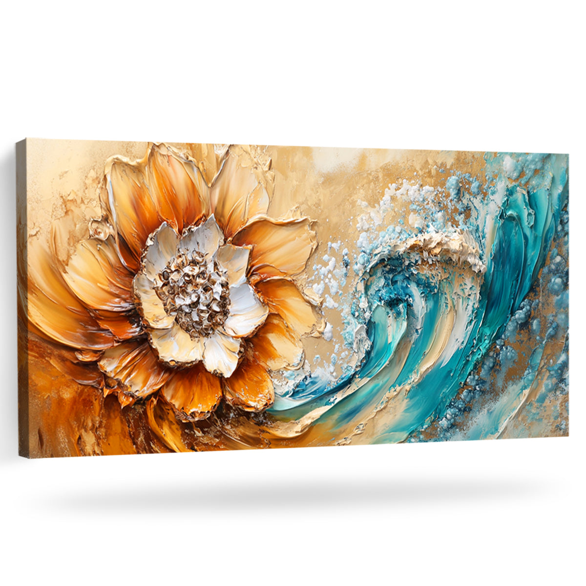 Oceanic Bloom Floral Abstract Canvas Wall Art for Living Room