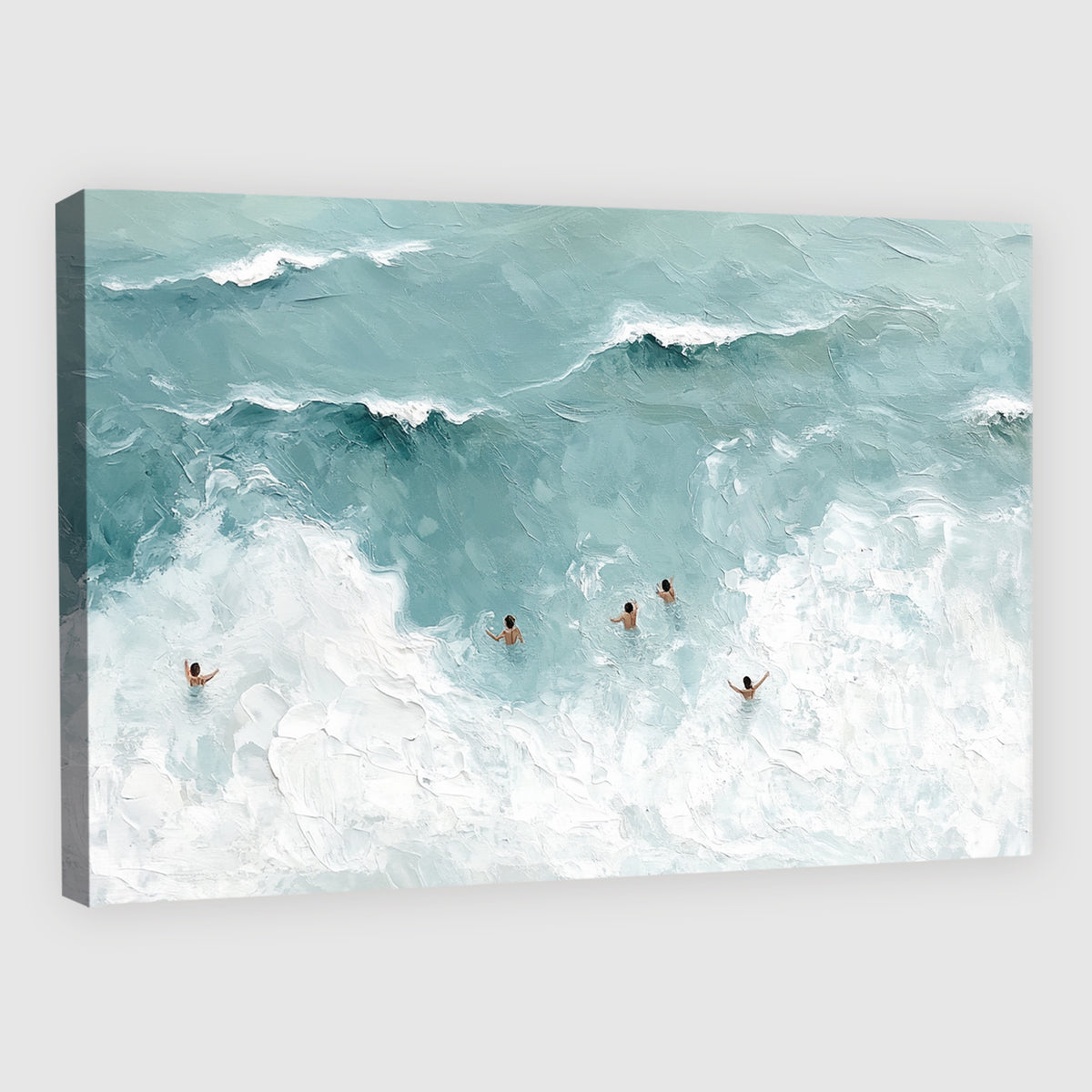 Swimmers In Turquoise Waves Beach Wall Art