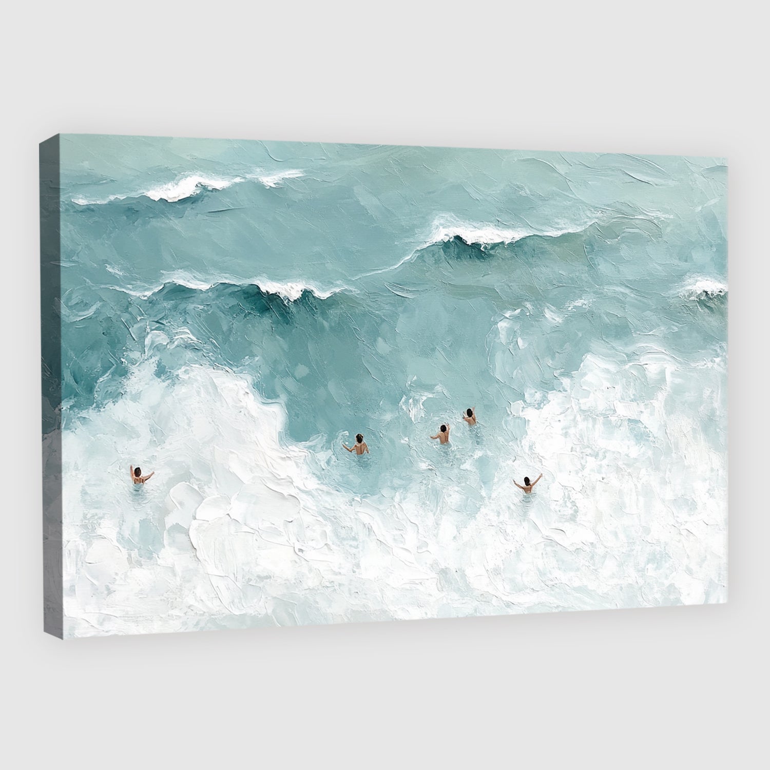 Swimmers In Turquoise Waves Beach Wall Art