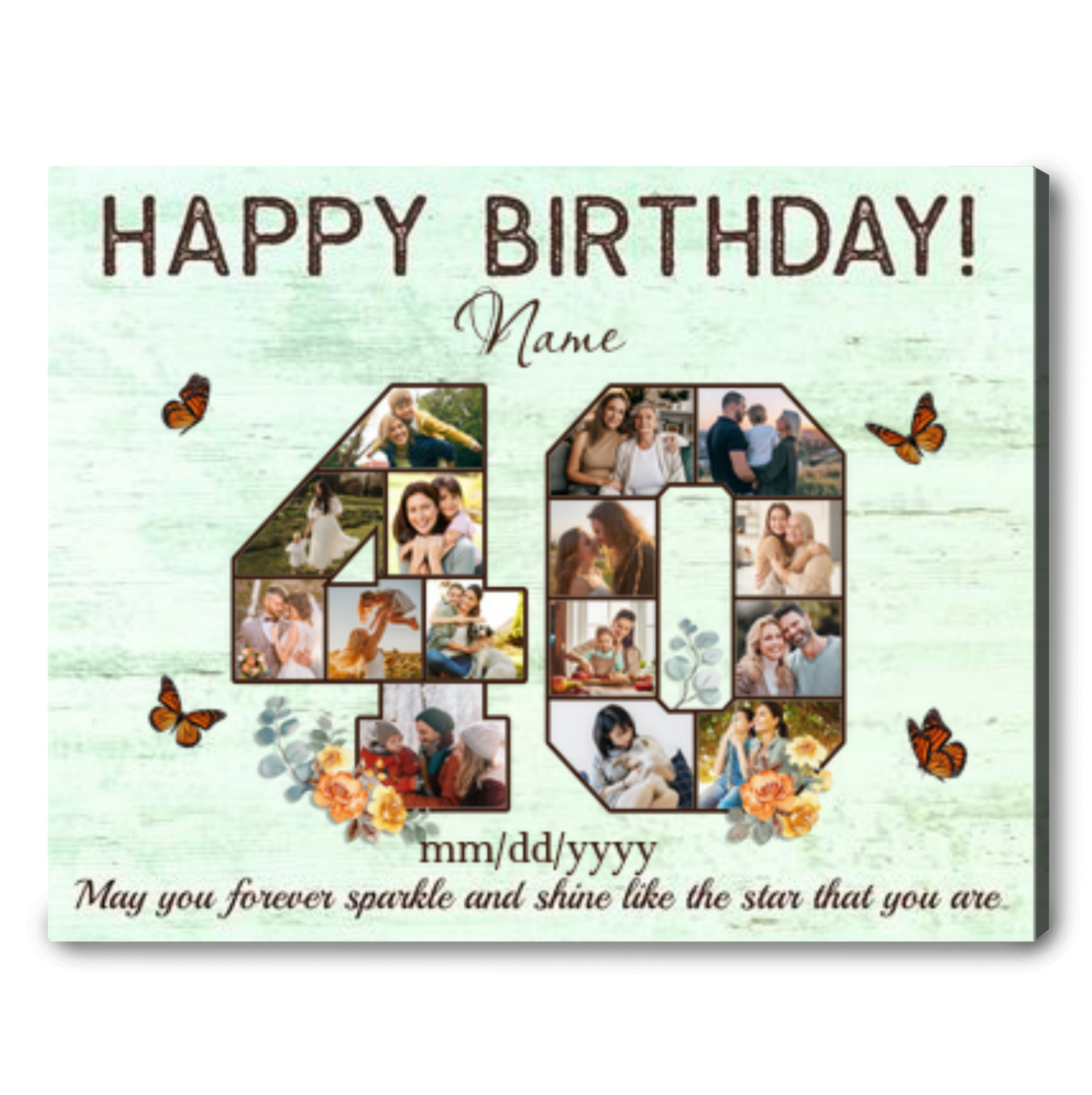Personalized 40th Birthday Gift Idea Photo Canvas Print For 40th Birthday