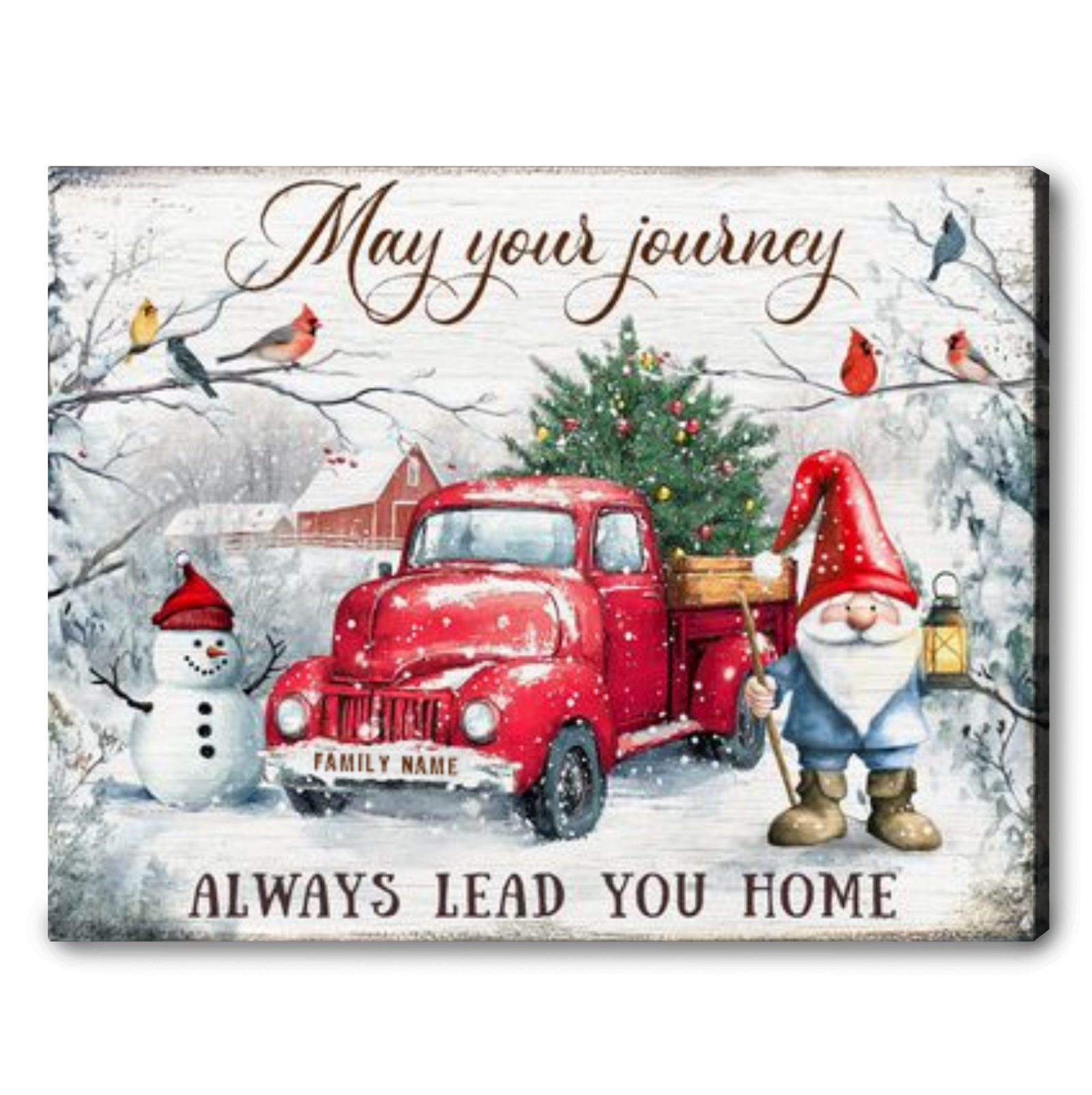 Christmas Red Truck Family Gift Custom Home Wall Art Decor