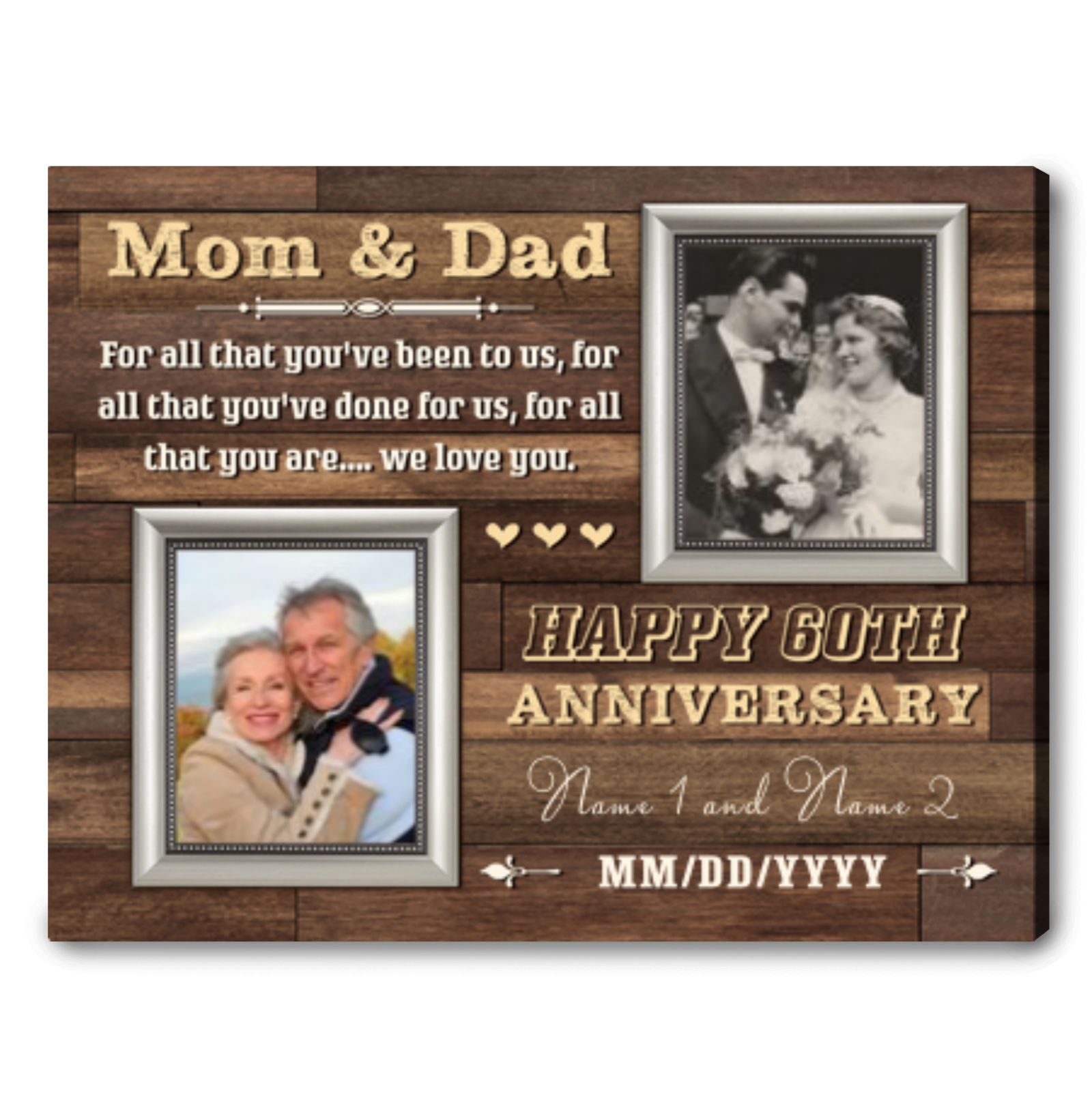 60 Year Anniversary Gift For Parents Wedding Anniversary Personalized Gifts