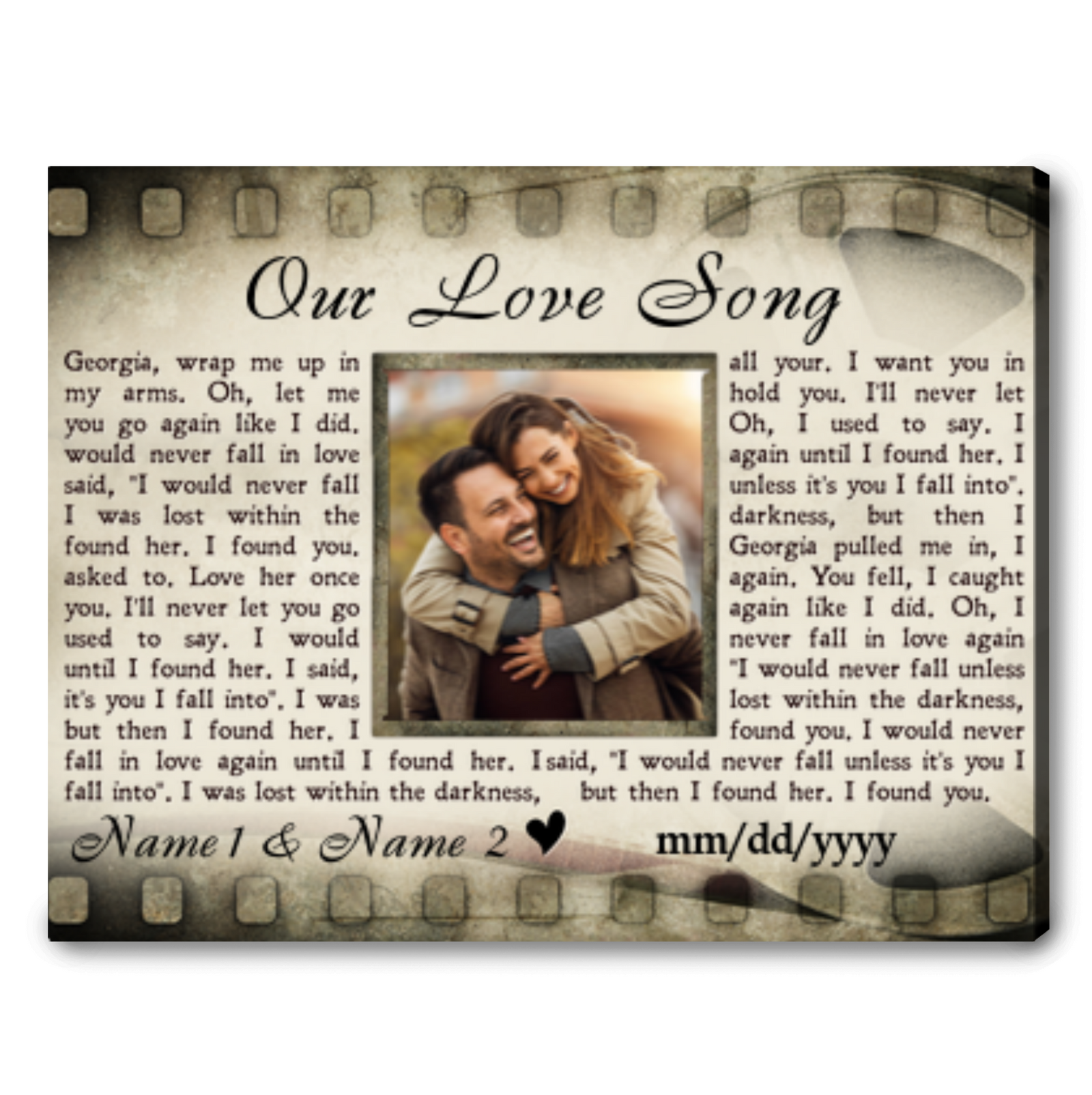 Custom Song Lyrics On Canvas Wall Art His and Hers Wedding Anniversary Gift
