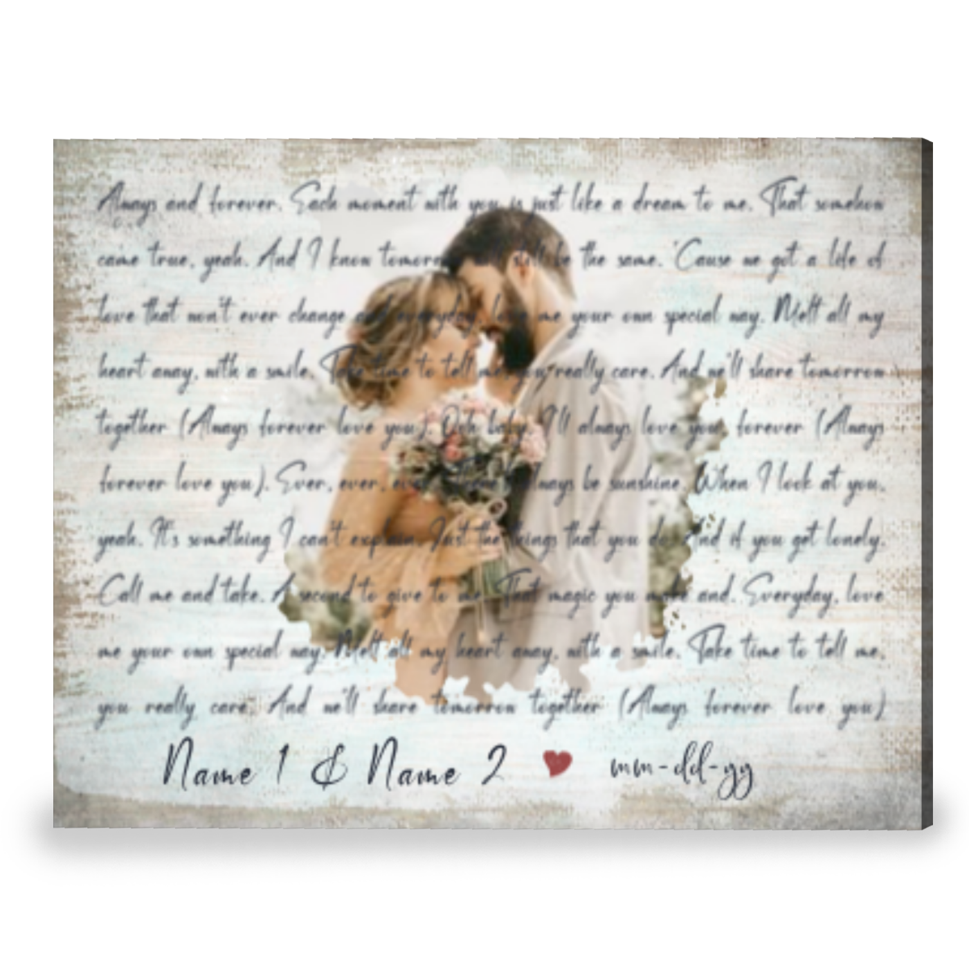 Best Lyric Song Gift With Custom Photo Gift For Anniversary Canvas Print