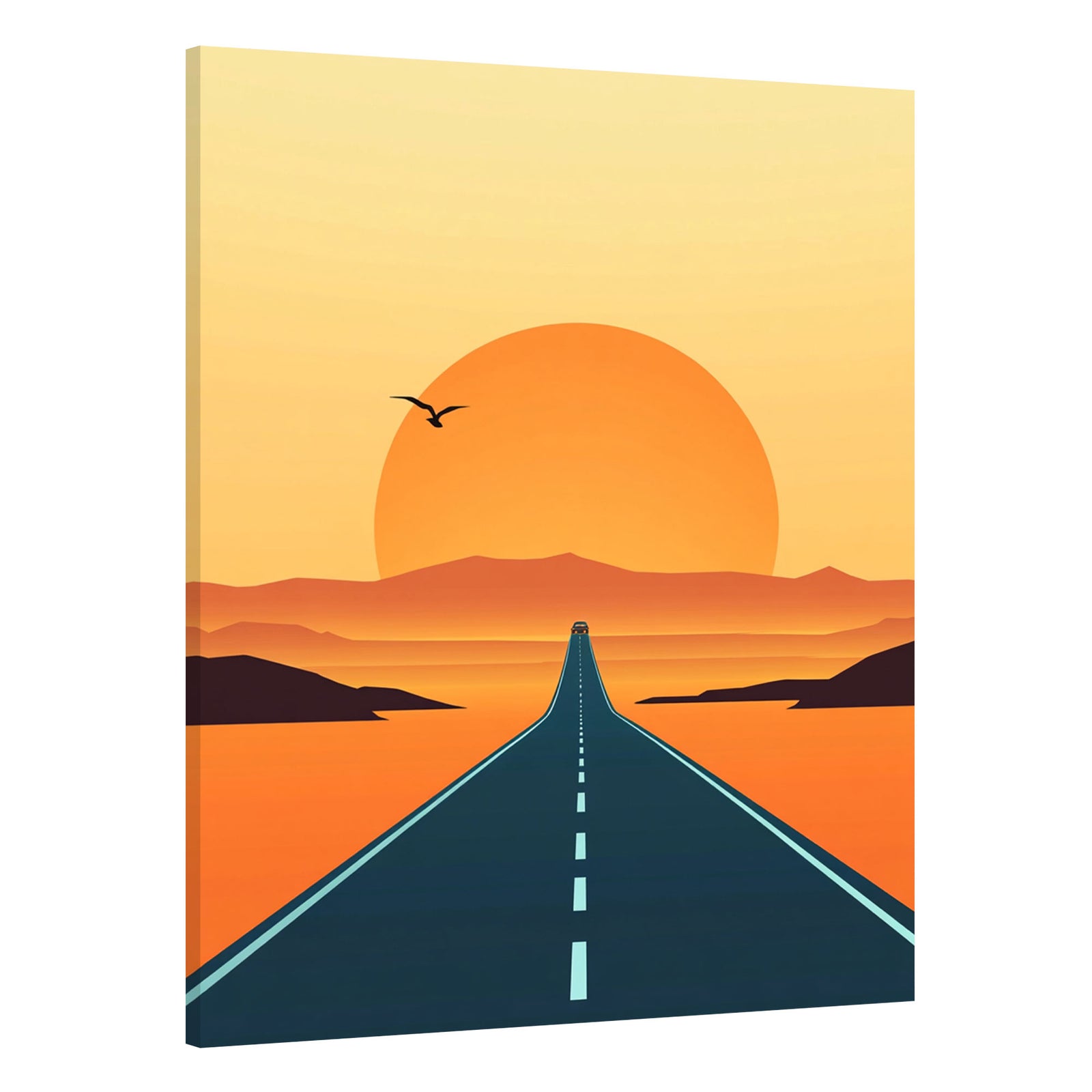 Sunset Road Trip Canvas Minimalist Vertical Wall Art