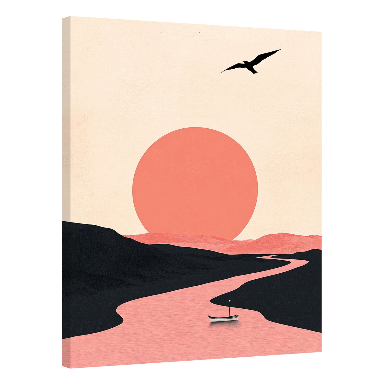 Sunset River Scene Modern Wall Artwork