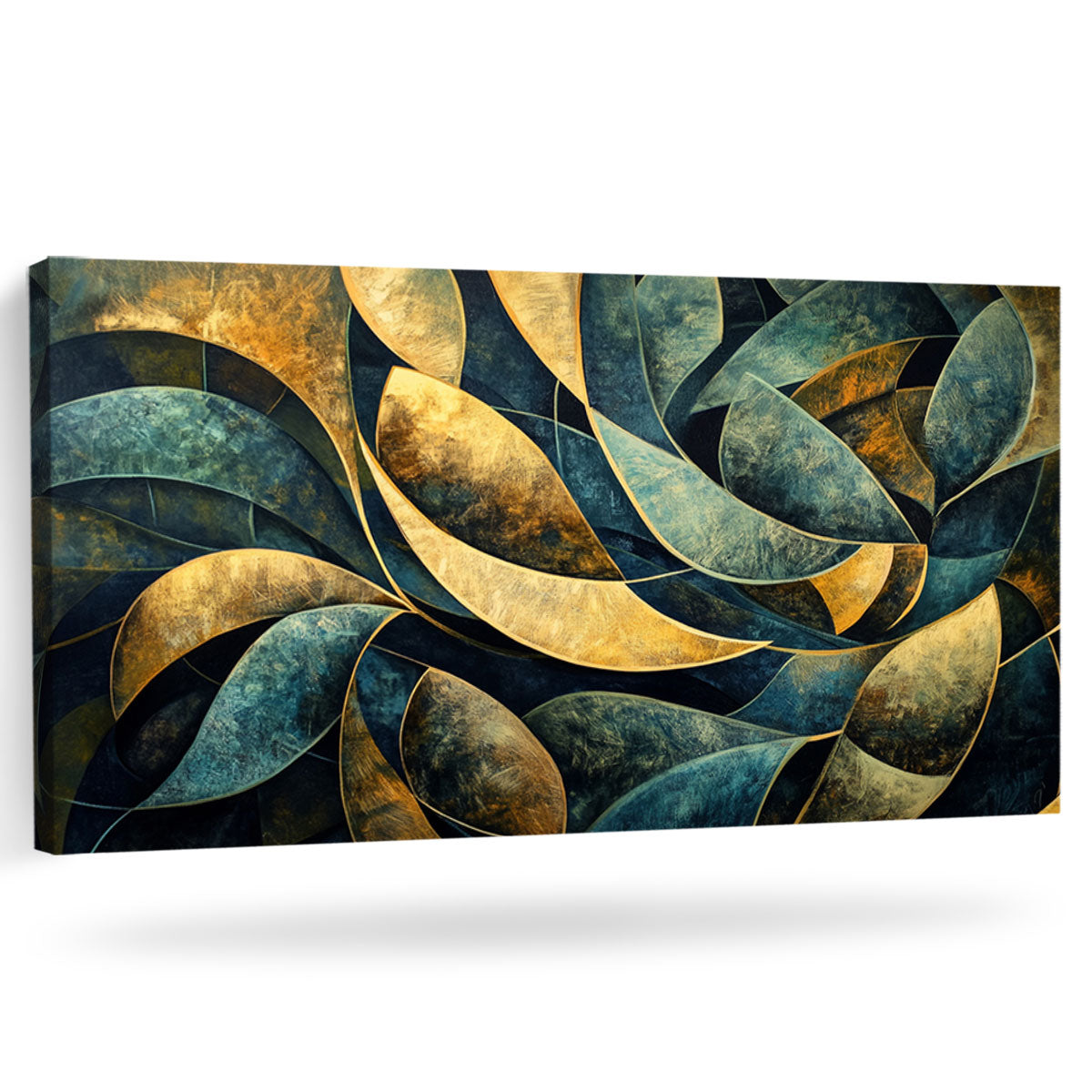 Elegant Curved Geometric Abstract Canvas Wall Art for Living Room