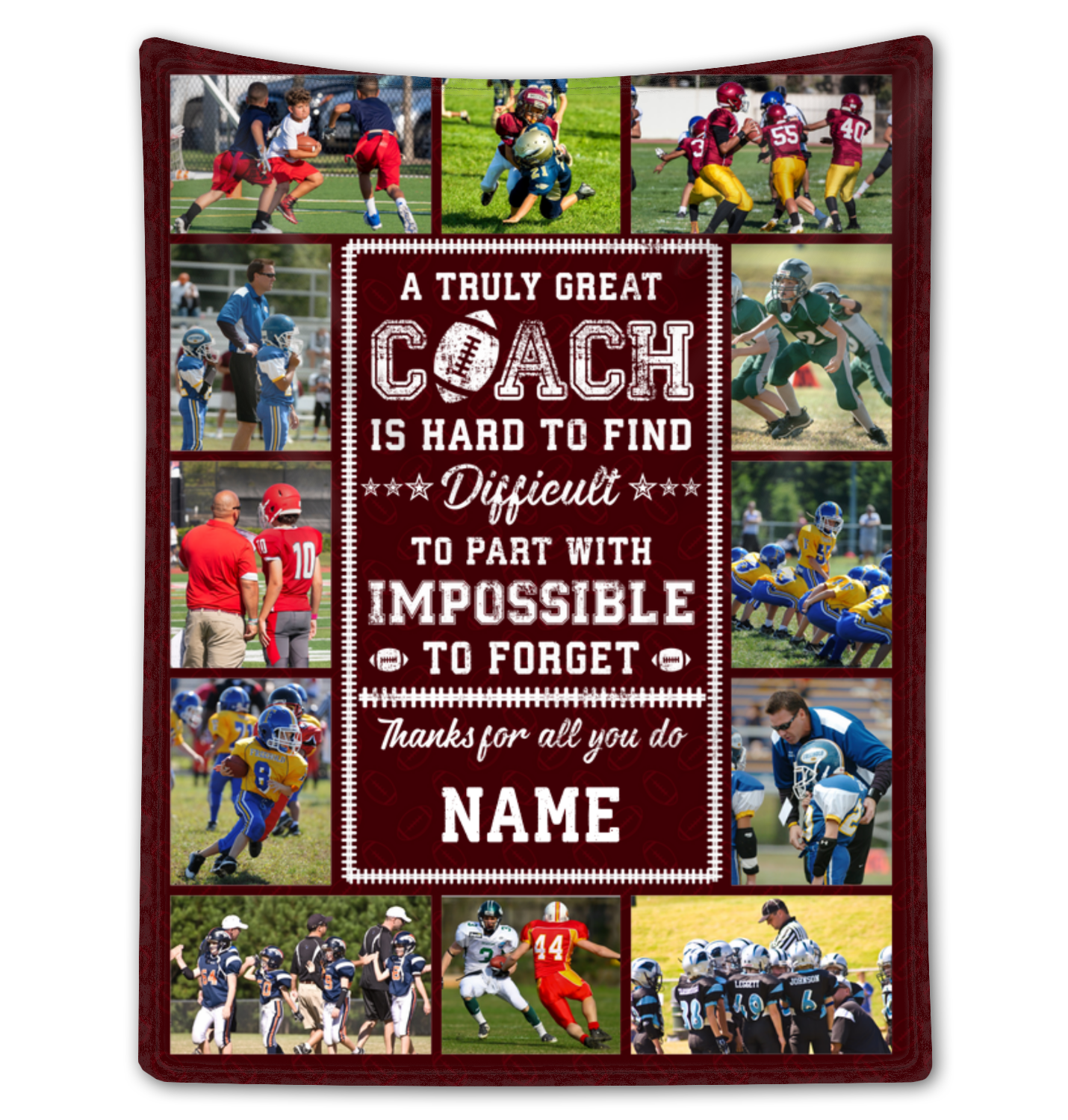 Custom Appreciation Football Coach Blanket Unique Thank You Coach Gift