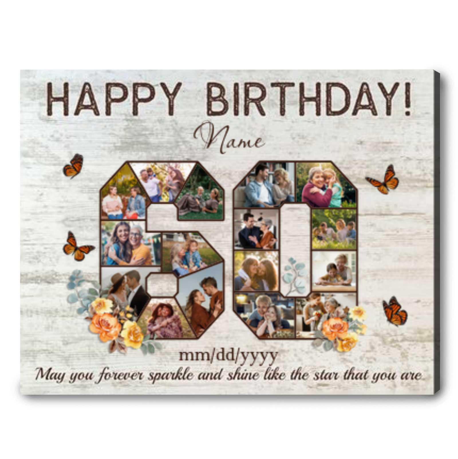 Personalized 60th Birthday Gift Idea Photo Canvas Print For 60th Birthday