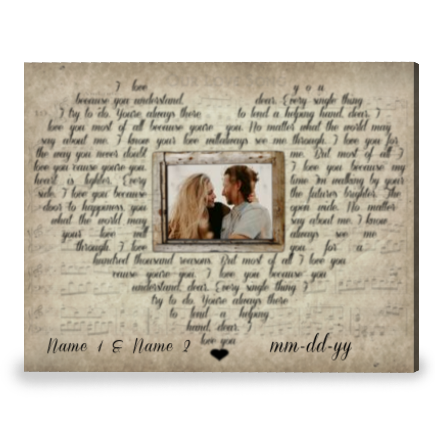Wedding First Dance Photo Any Song Lyric Wall Art Gift For Couple