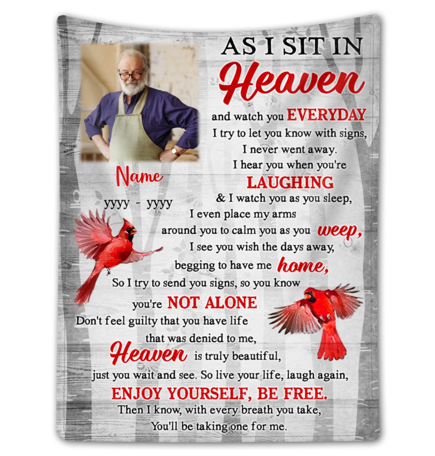Custom Memorial Blanket With Photo Deepest Sympathy Gift Idea