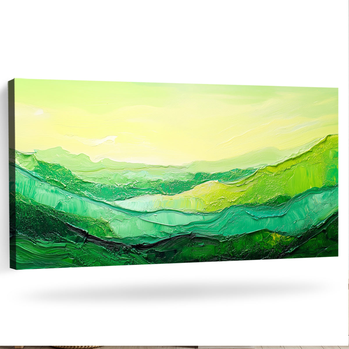 Green Abstract Landscape Canvas in Boho Earthy Tones