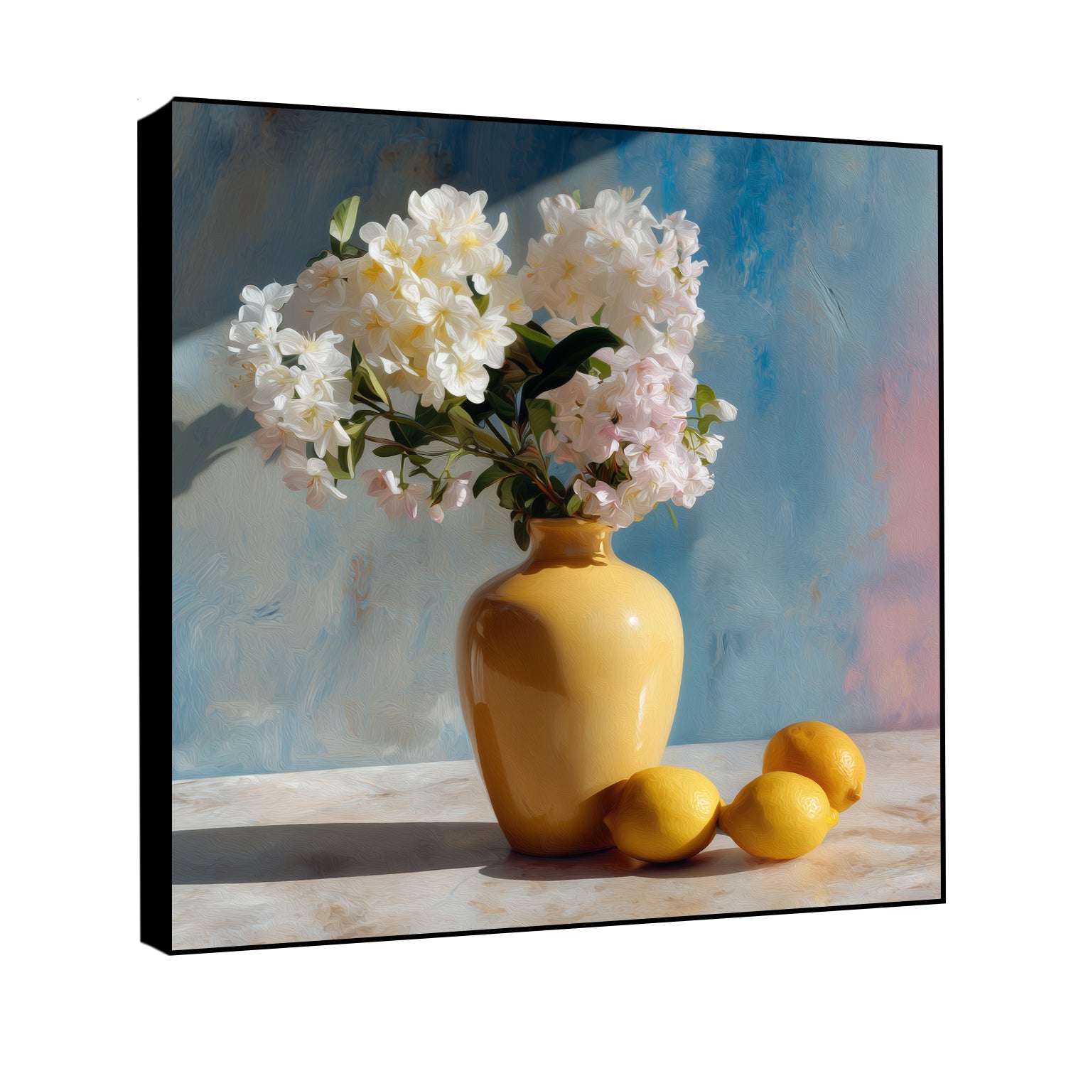 Vase Blossoms Lemons Still Life Canvas Print