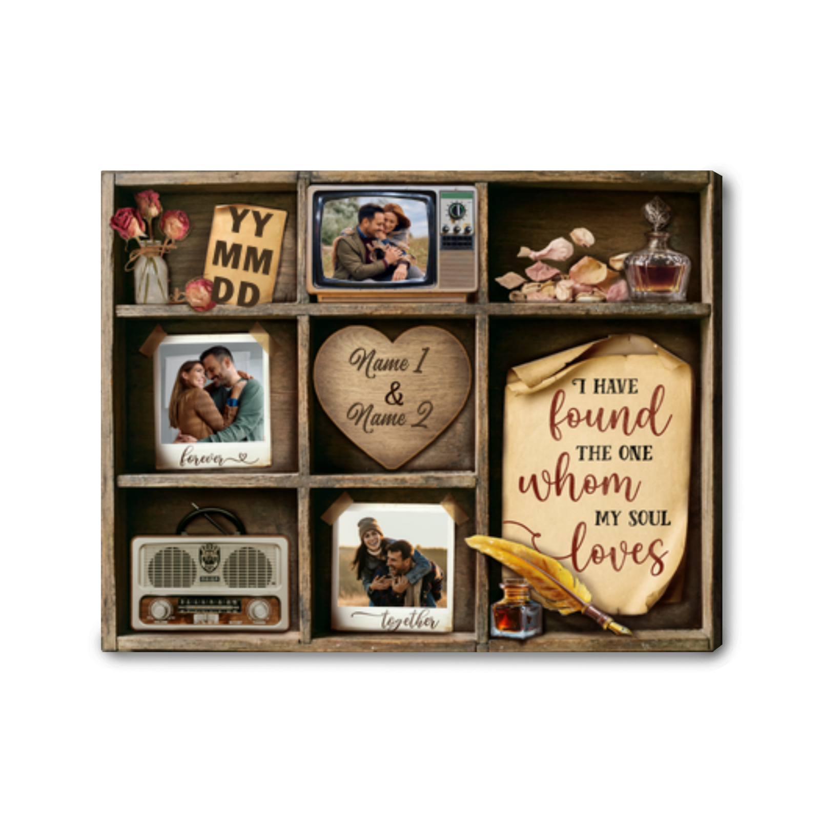 I Have Found The One – Personalized Memory Shelf Canvas for Couples