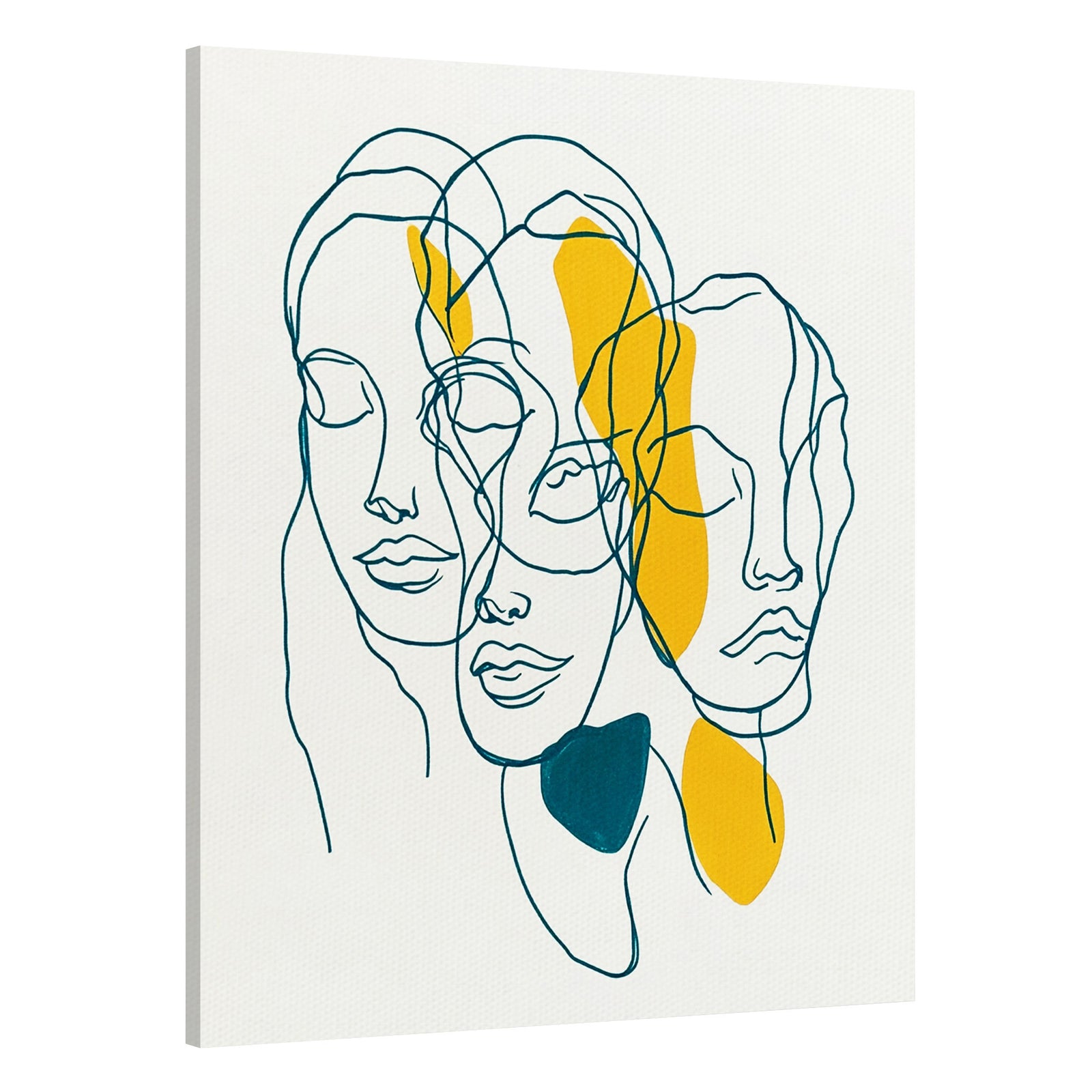 One-Line Drawing Faces Abstract Wall Art