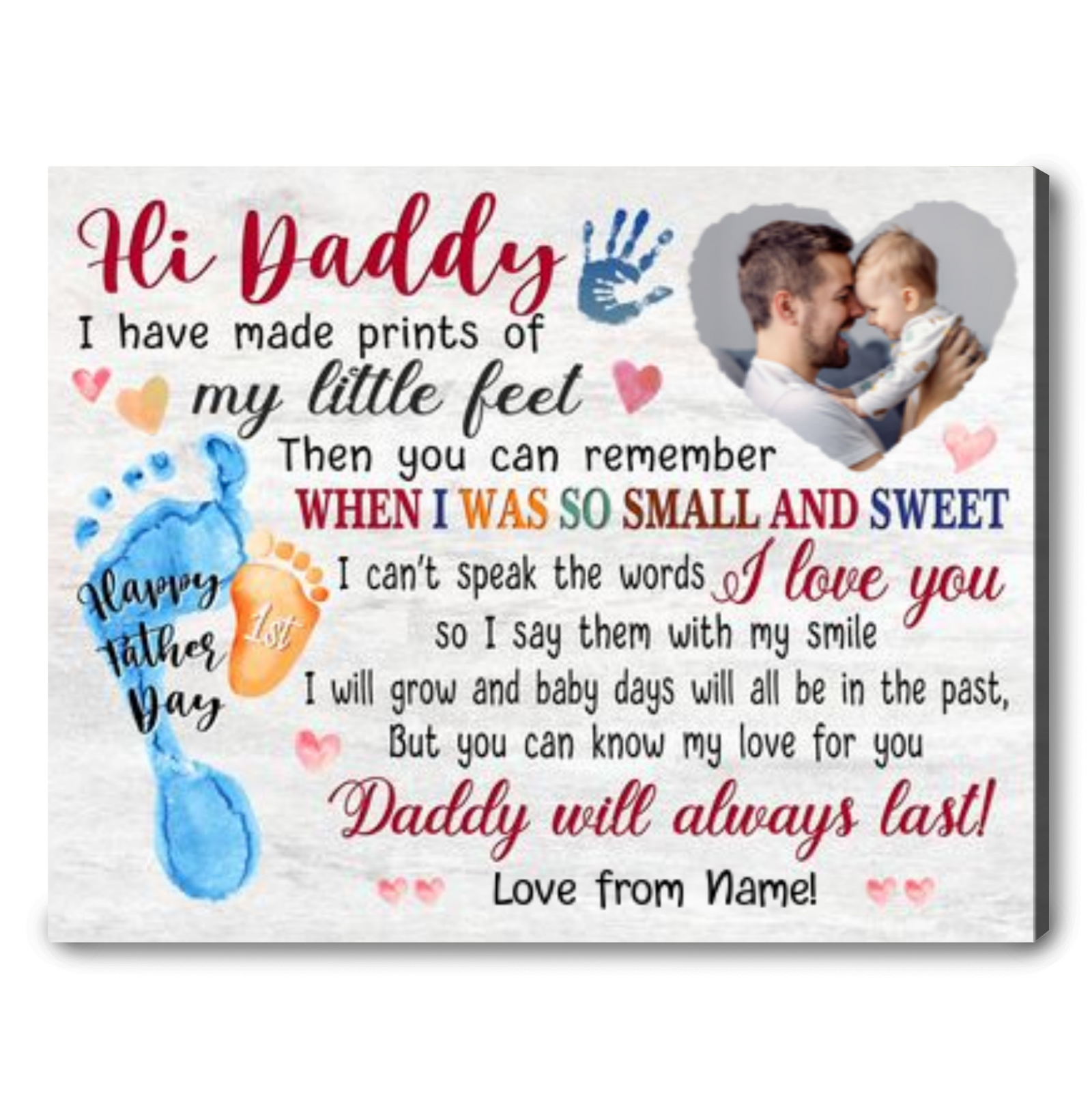 Happy 1st Father's Day Gift Personalized Canvas Gift For Dad