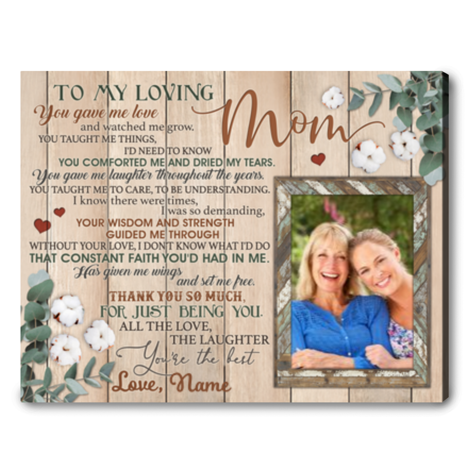Best Gift For Mom From Daughter Personalized Mother's Day Canvas Wall Art