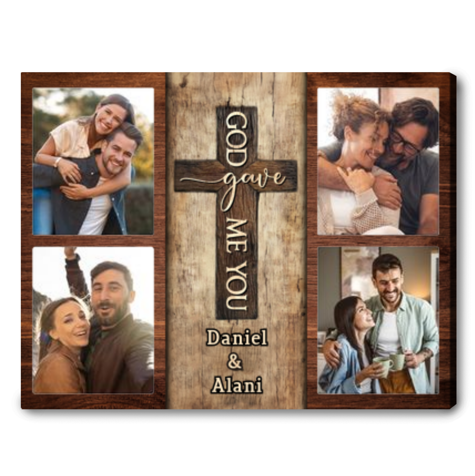 God Gave Me You - Custom Photo Rustic Wood Collage Personalized Gifts For Couple 