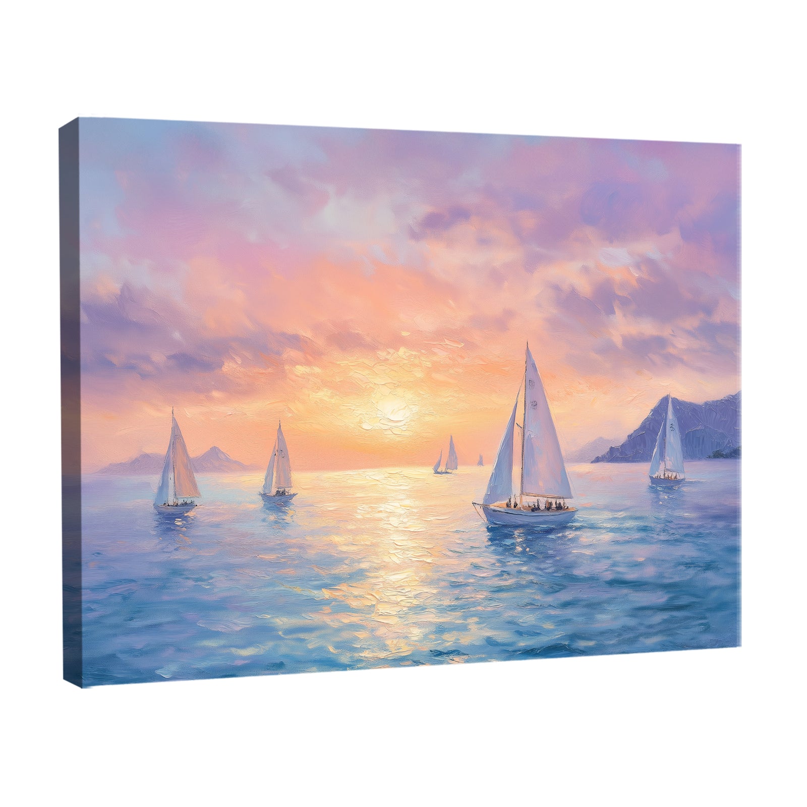 Sailboats Floating on Vast Sea fineart Canvas Print
