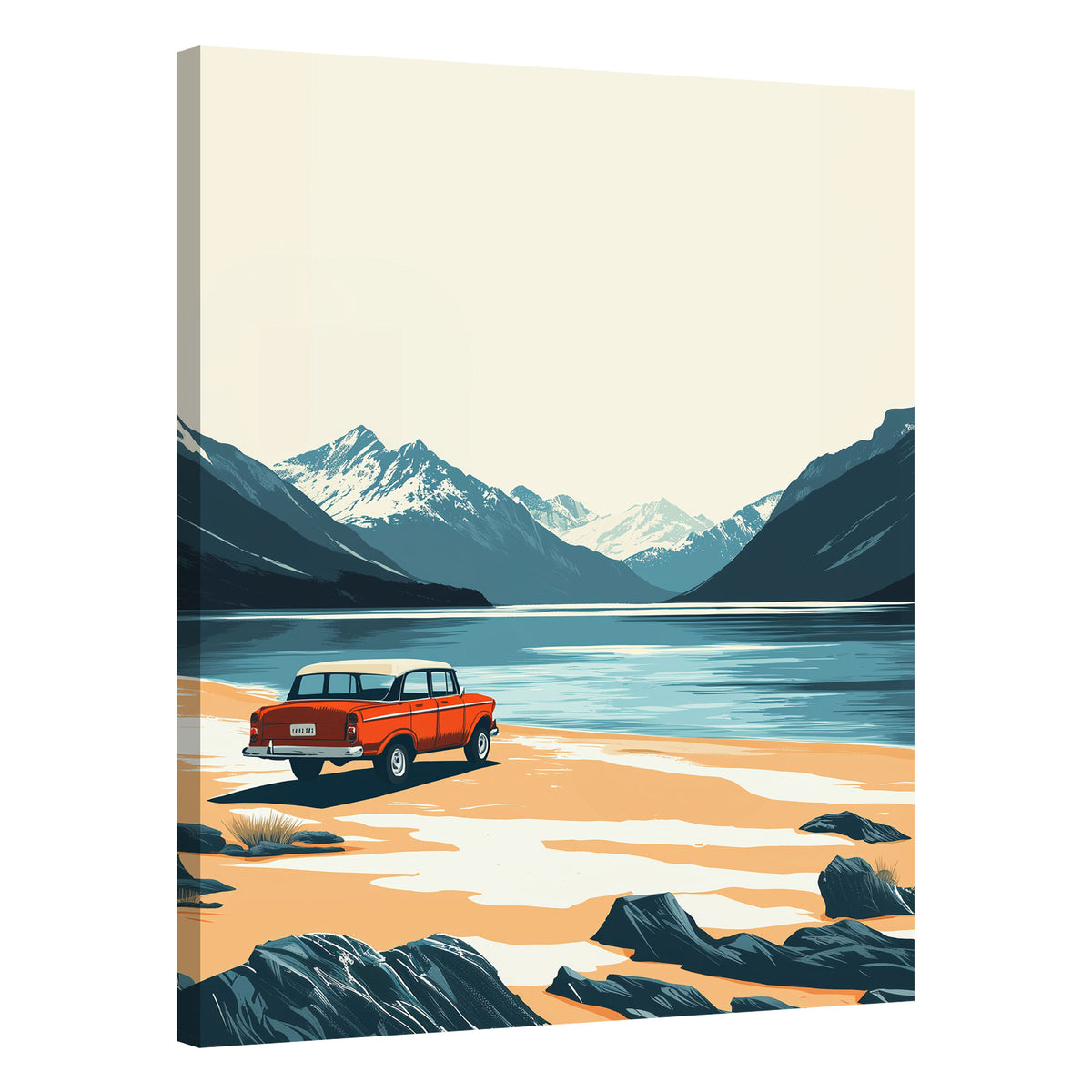 Classic Road Trip Escape Canvas Vintage Artwork