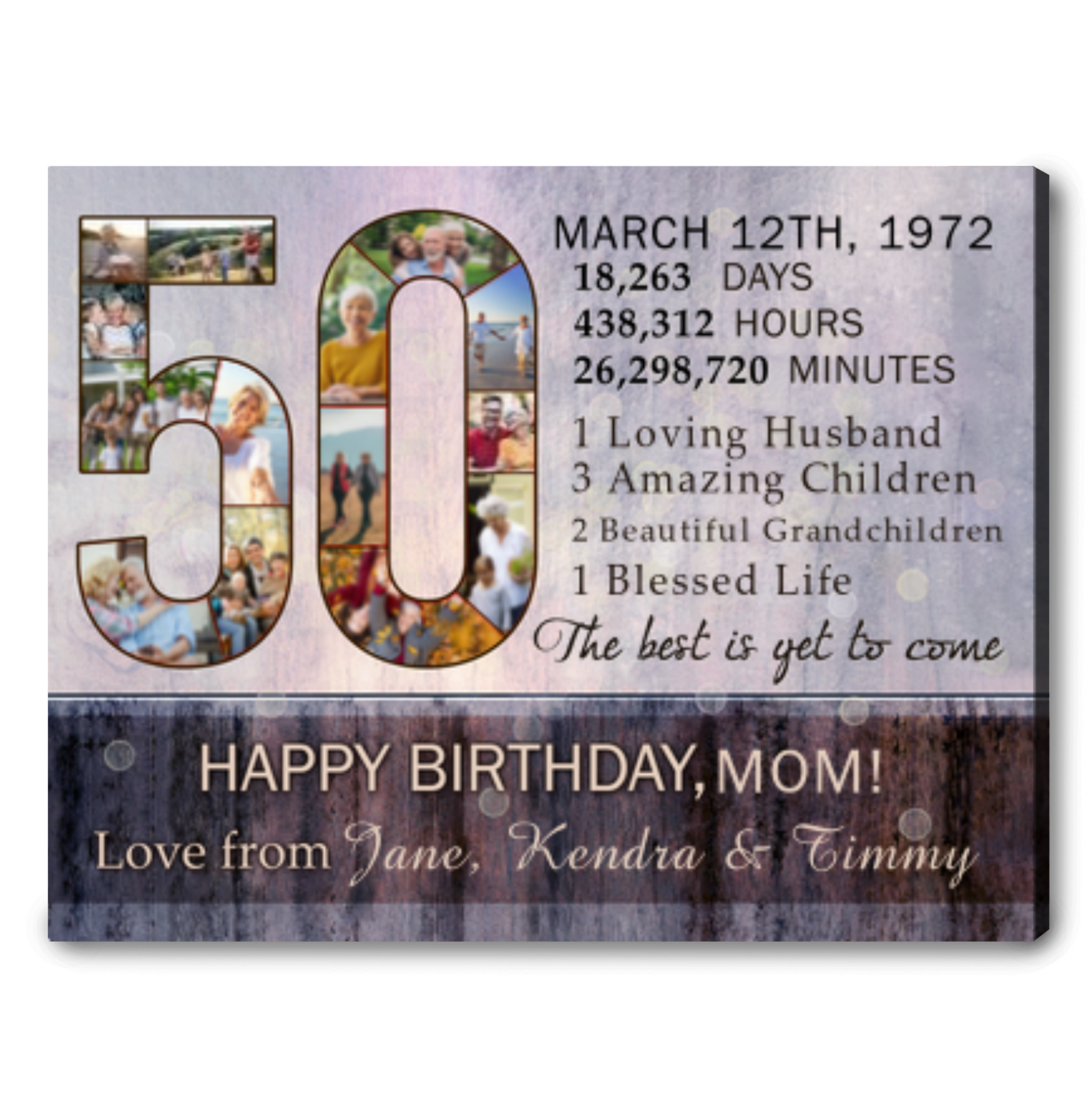 Unique 50th Birthday Gifts For Her Custom Photo Canvas Collage